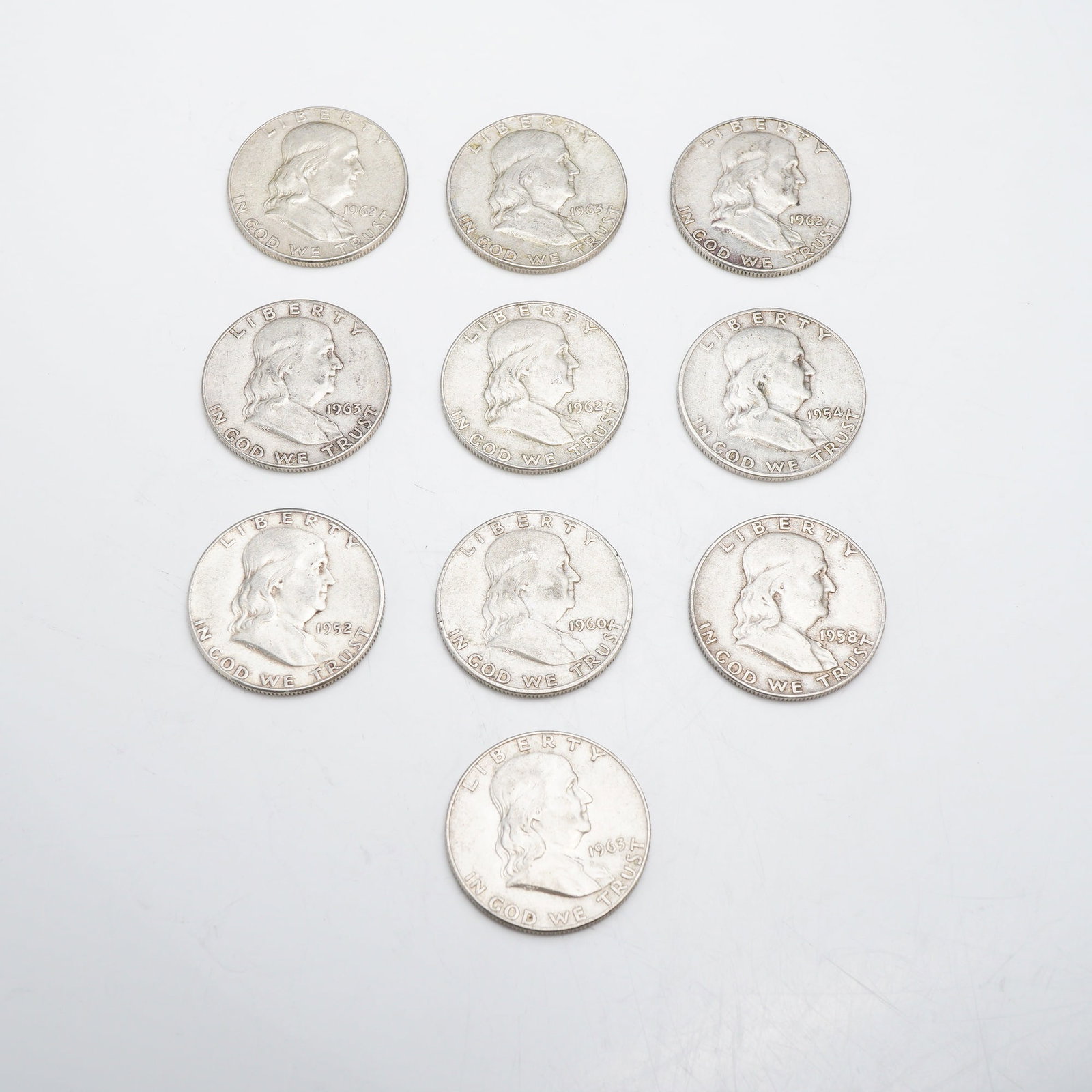 US 90% Silver Franklin Half Dollars, $5.00 Face Value (1 of 2)