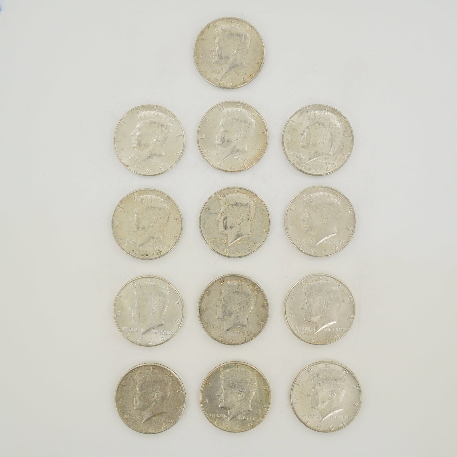 Thirteen US 1964 Kennedy 90% Silver Half Dollars $6.50 Face Value (1 of 2)