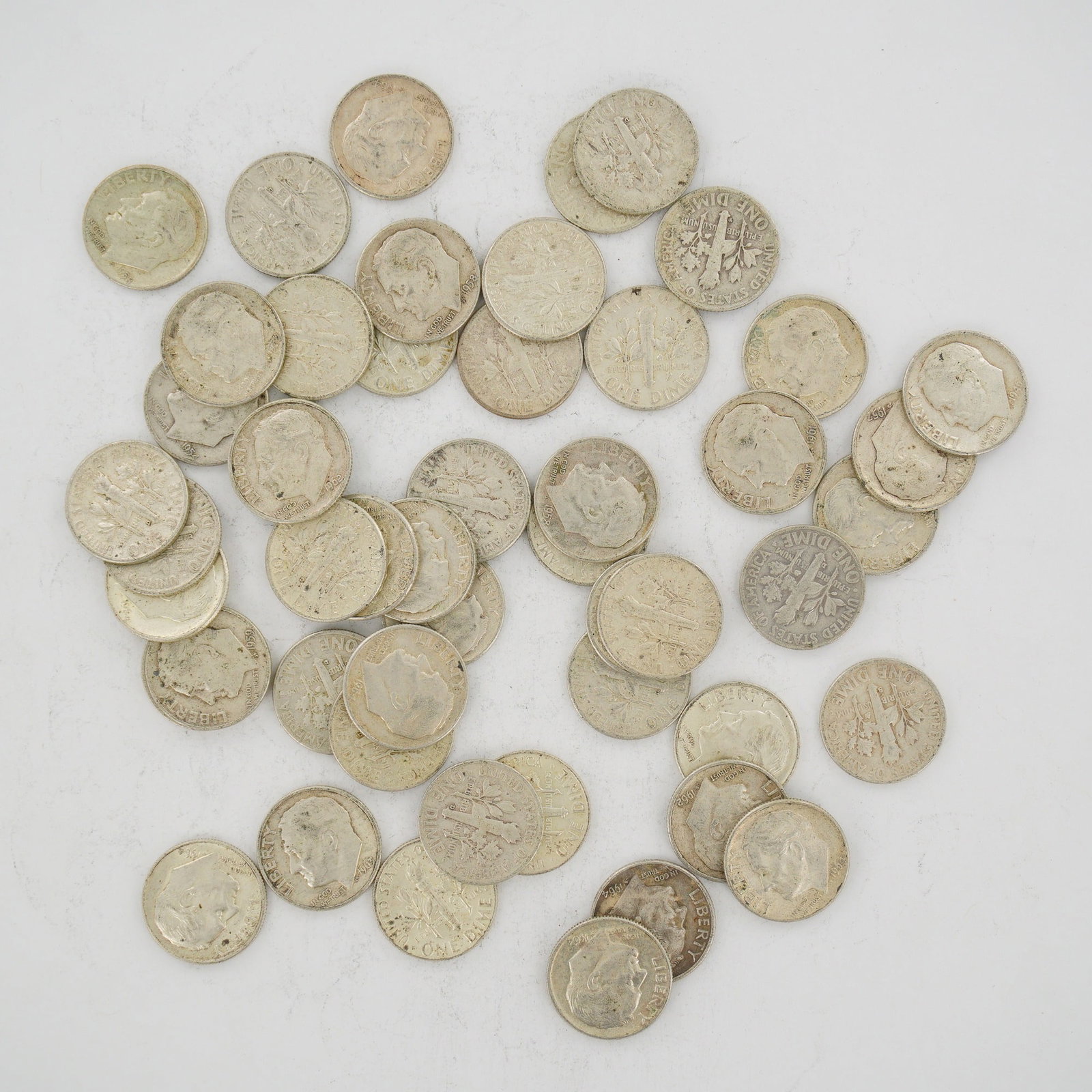 A Collection of US 90% Silver Roosevelt Dimes, Mixed Date Bag of Coins (1 of 2)