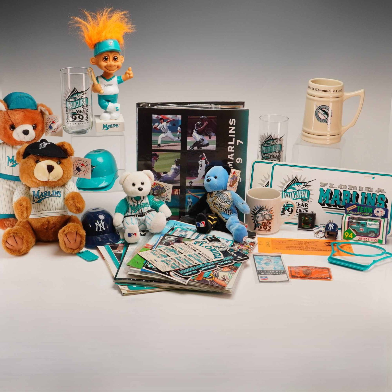 Assortment of Florida Marlins and MLB Baseball Memorabilia Featuring 1993 Inaugural Season and 1997 (1 of 4)