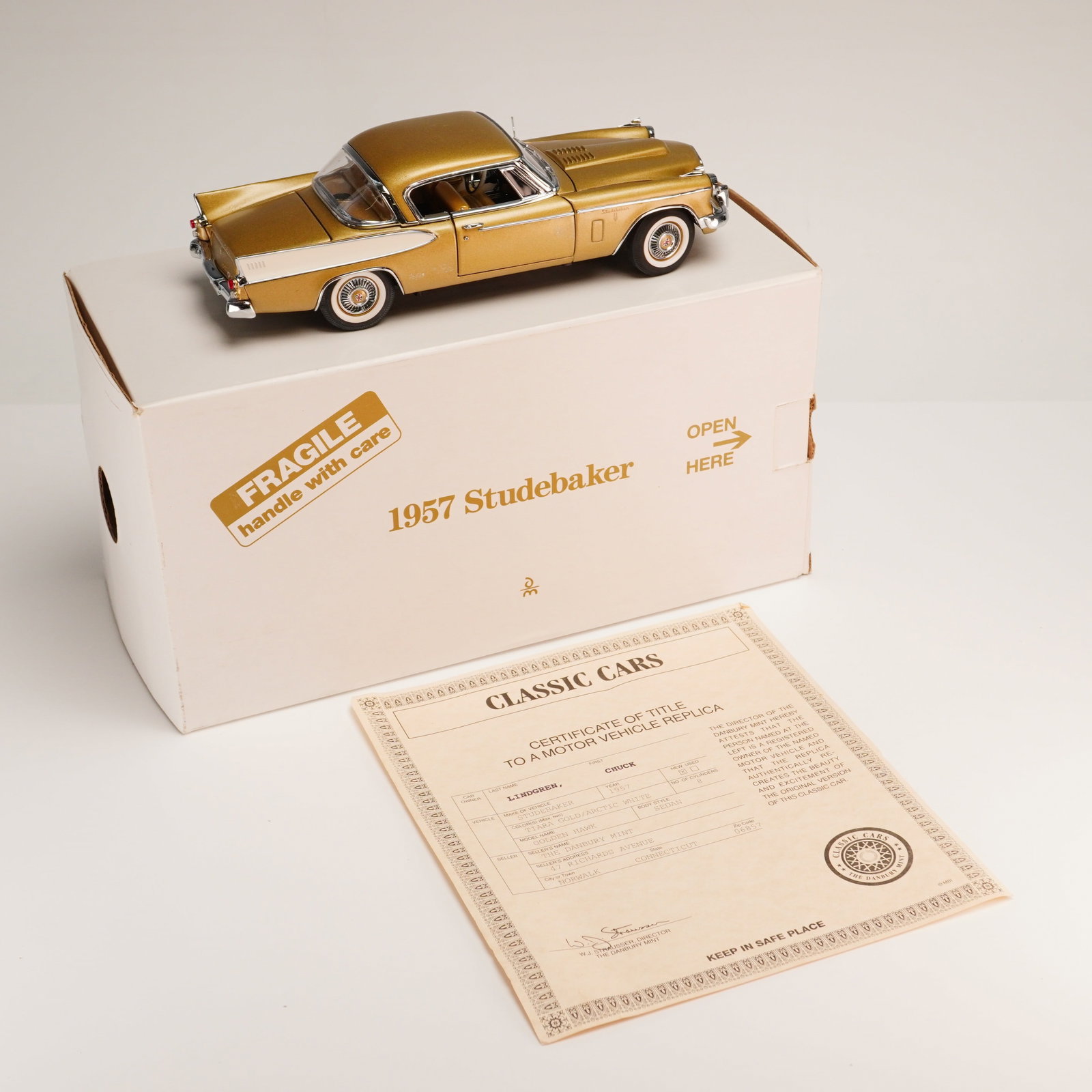 The Danbury Mint Model Car, 1957 Golden Hawk Studebaker - 3