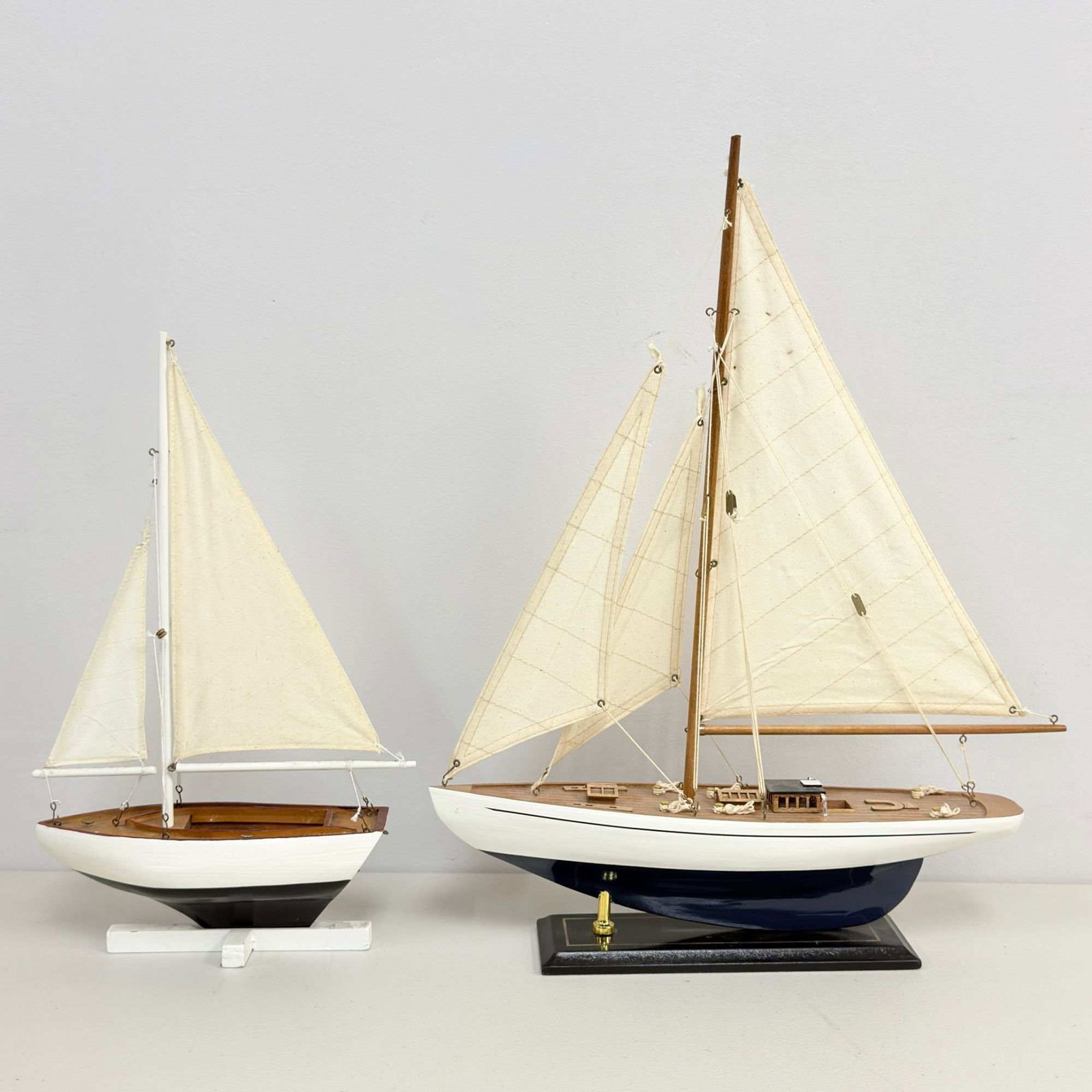 2 Sailing Boats Models of Decorative Wooden Yachts (1 of 3)