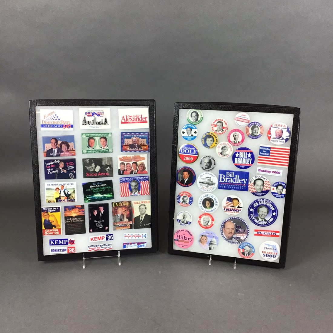 Two Framed US Presidential and Congressional Campaign Button and Pin Collections, 1996-2000 (1 of 4)