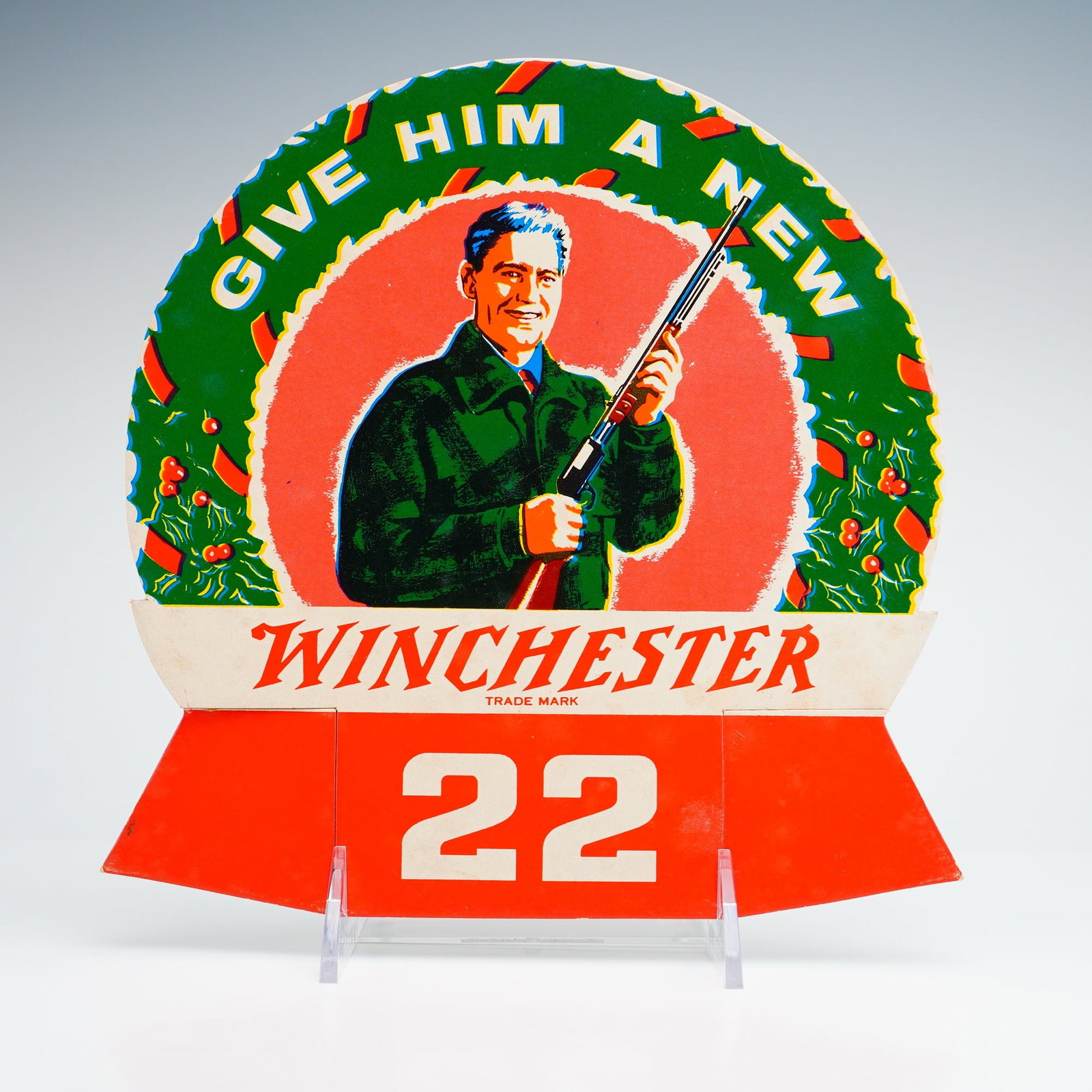 1956 Winchester .22 Rifles Die-Cut Cardboard Counter Display Advertisement (1 of 3)