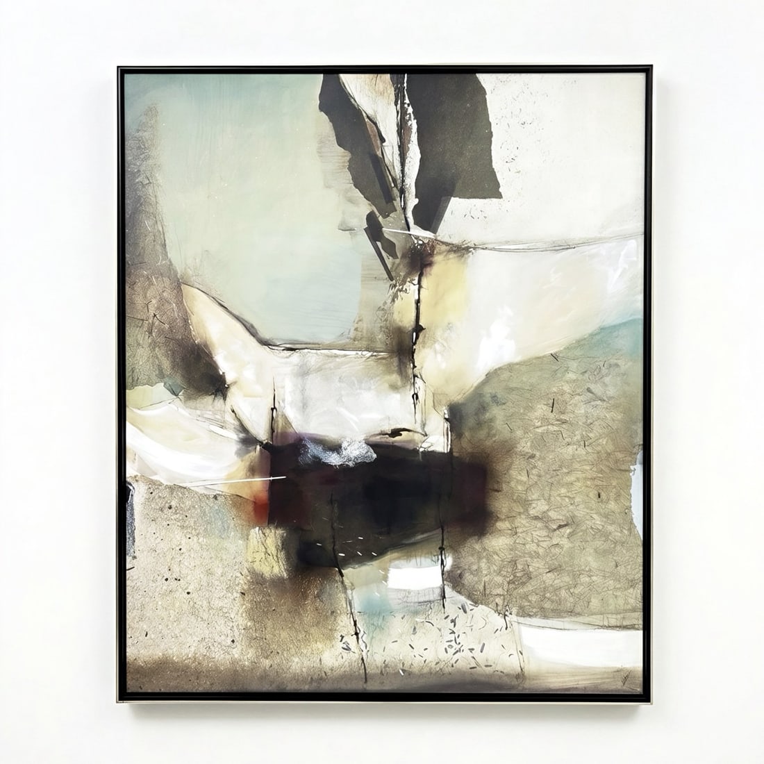 Shelton Hand-Embellished Giclee on Canvas, True Dawn: A contemporary abstract artwork titled True Dawn, attributed to the artist Shelton, produced as a hand-embellished giclee reproduction on canvas. The non-representational composition consists of atmos