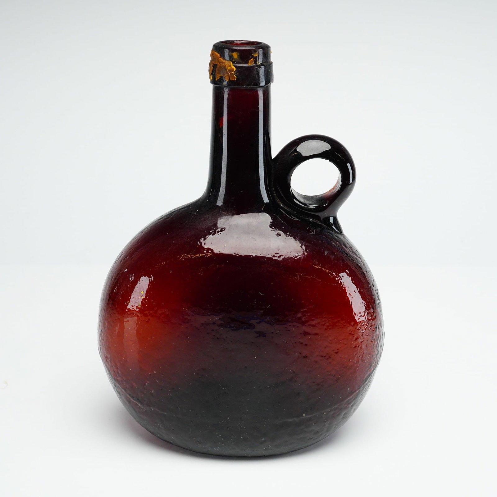 Antique Reddish Amber Blown Chestnut Glass Flask (1 of 3)