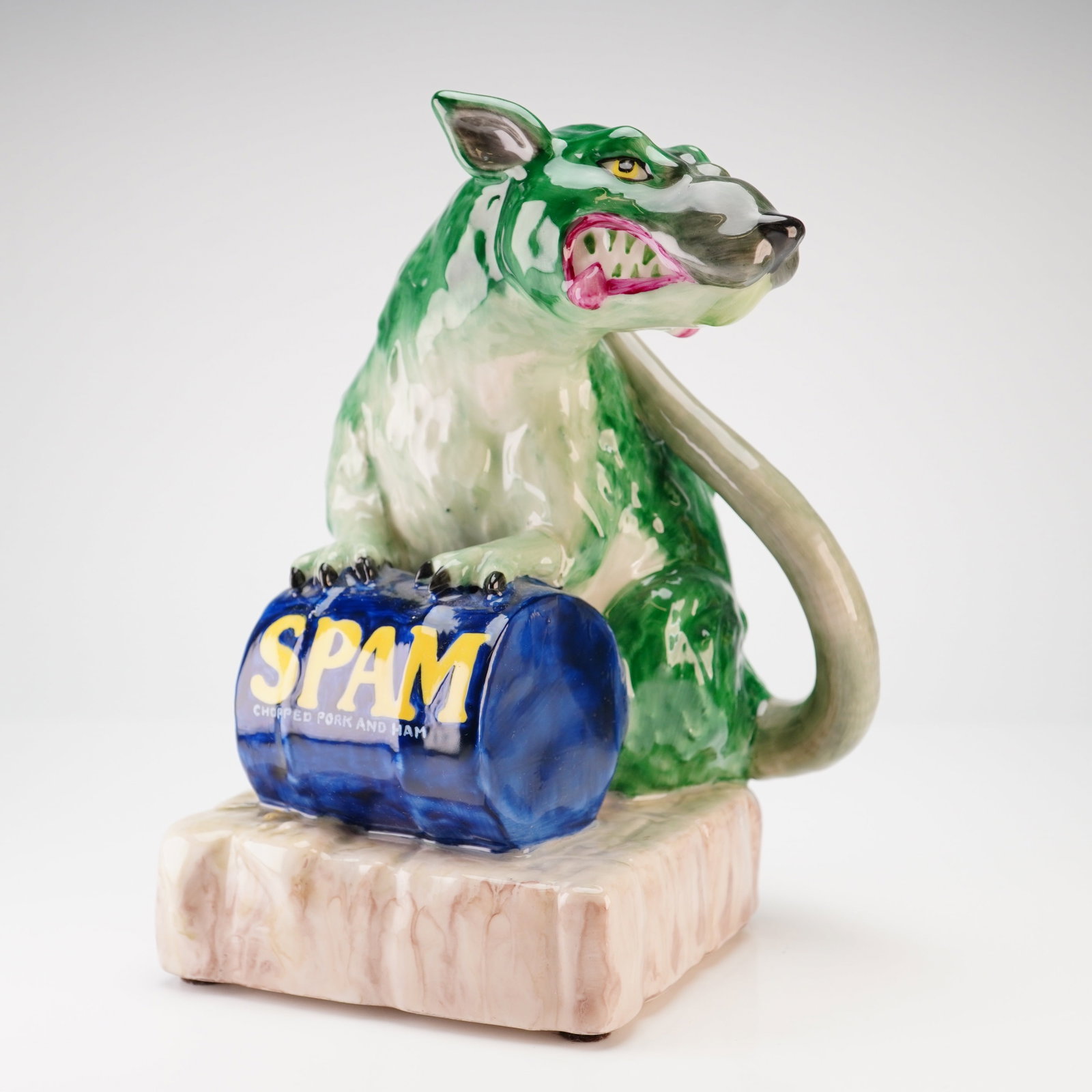 Kevin Francis Street Art Collection Banksy Corporate Toxic Rat Ceramic Prototype Figurine: This unique ceramic figurine is from the Kevin Francis Street Art Collection, is inspired by Banksy, and is titled Corporate Toxic Rats . It is a color trial hand-painted by artist Victoria Bourne.