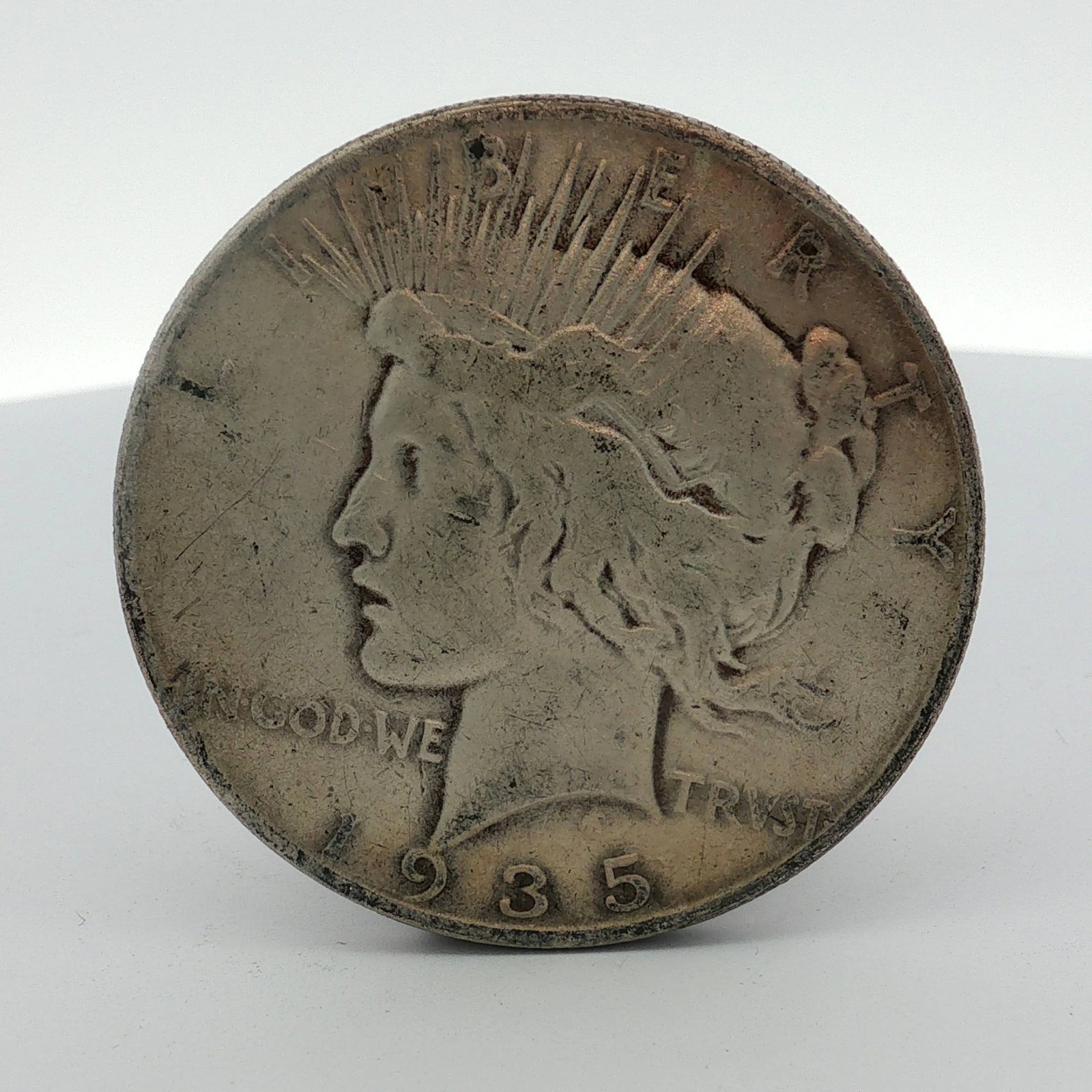 1935-S US One Dollar Peace Silver Dollar Coin, Circulated (1 of 2)