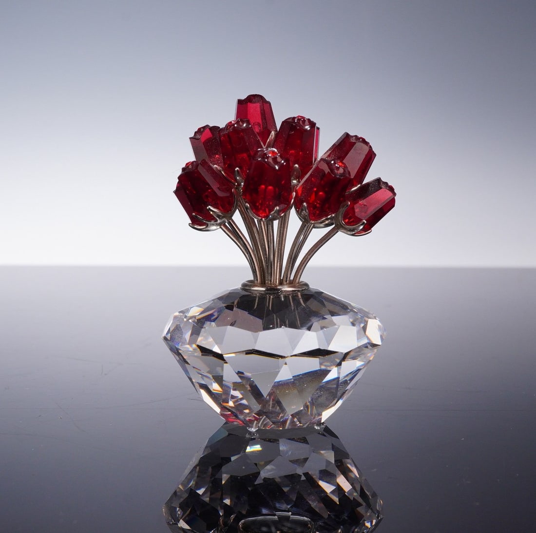 Swarovski SCS Crystal Figurine, Vase of Red Roses (1 of 5)