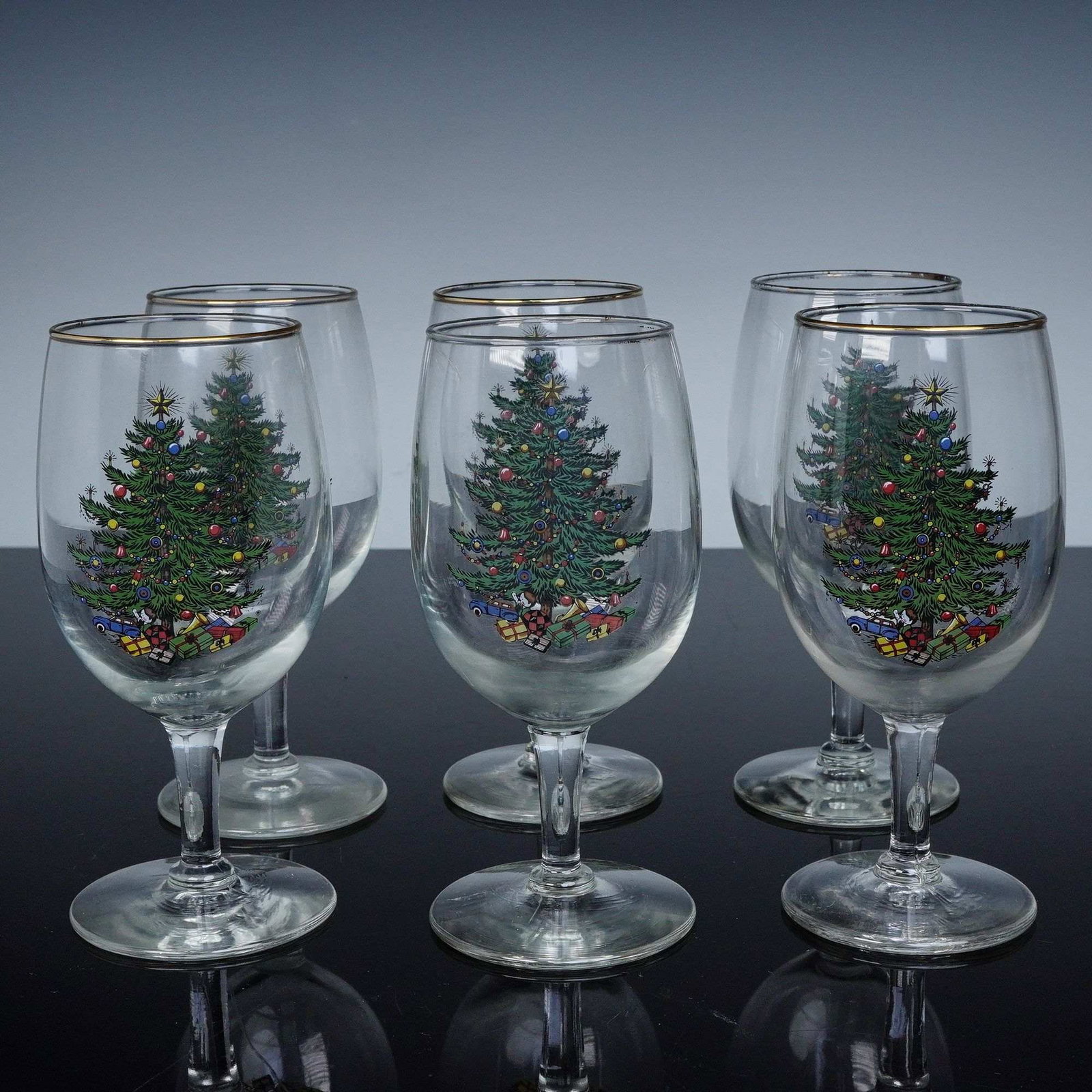 6pc Cuthbertson Wine Glasses, Christmas Tree (1 of 4)