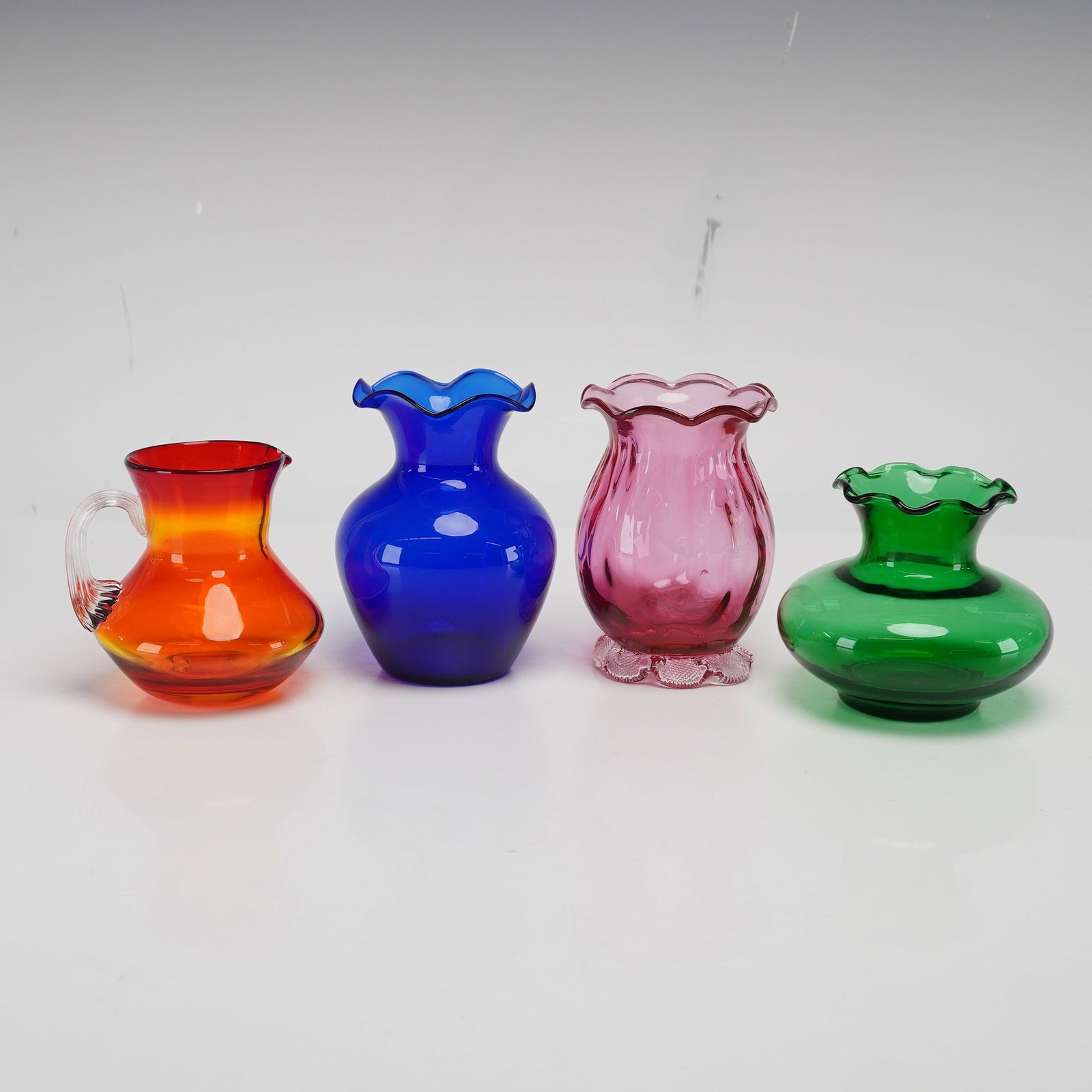 4pc Multi-Color Glass Bud Vases and Miniature Pitcher (1 of 3)