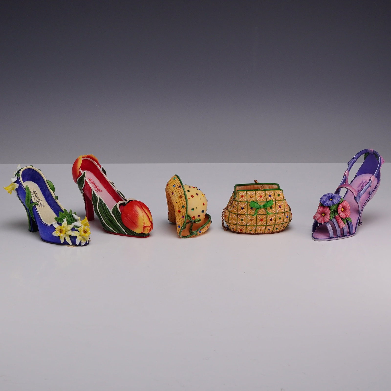 5pc Willow Hall Floral Shoes, Hat, and Handbag Collectible Figurines (1 of 4)