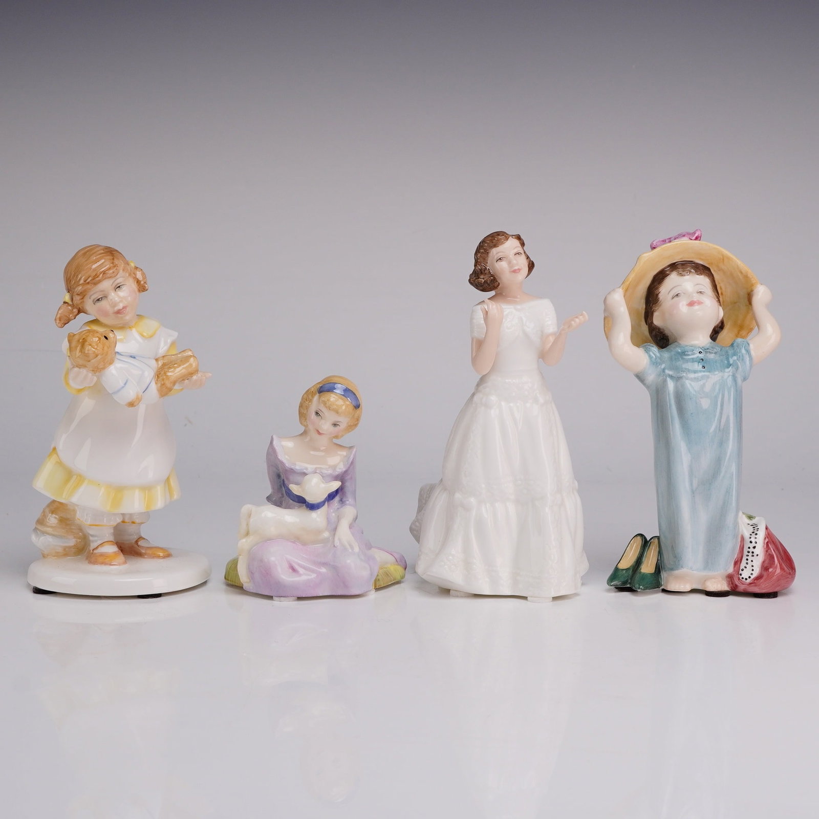 Four Royal Doulton Figurines, What's the Matter HN3684, Mary Had a Little Lamb 2048, Welcome 3764, (1 of 3)