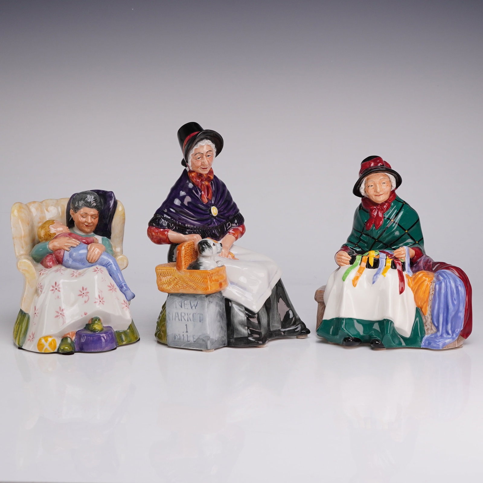 Three Royal Doulton Figurines- Sweet Dreams HN2380, New Companions 2770, and Silks and Ribbons 2017 (1 of 3)