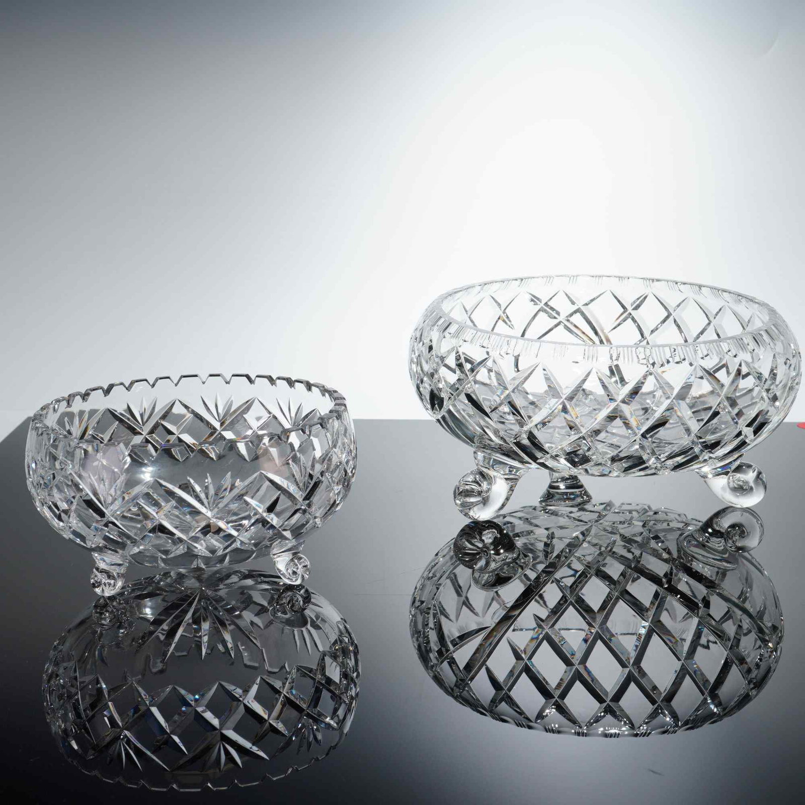 Two Cut Crystal Three-Footed Bowls (1 of 4)
