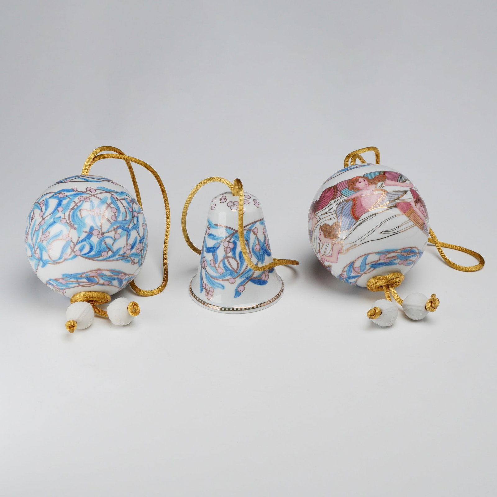 3pc Lladro Porcelain Christmas Bell and Ball Ornaments (1 of 3)