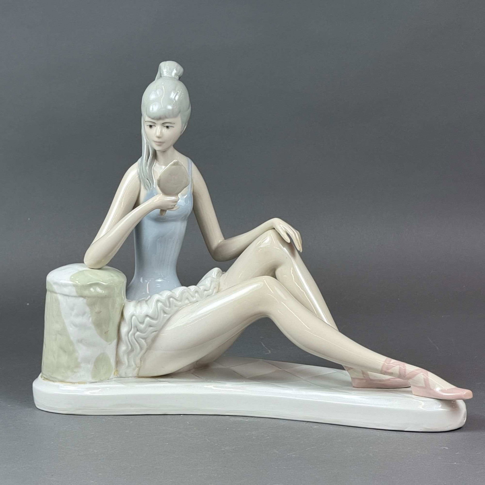 Porceval Glazed Porcelain Resting Ballerina Figurine (1 of 3)