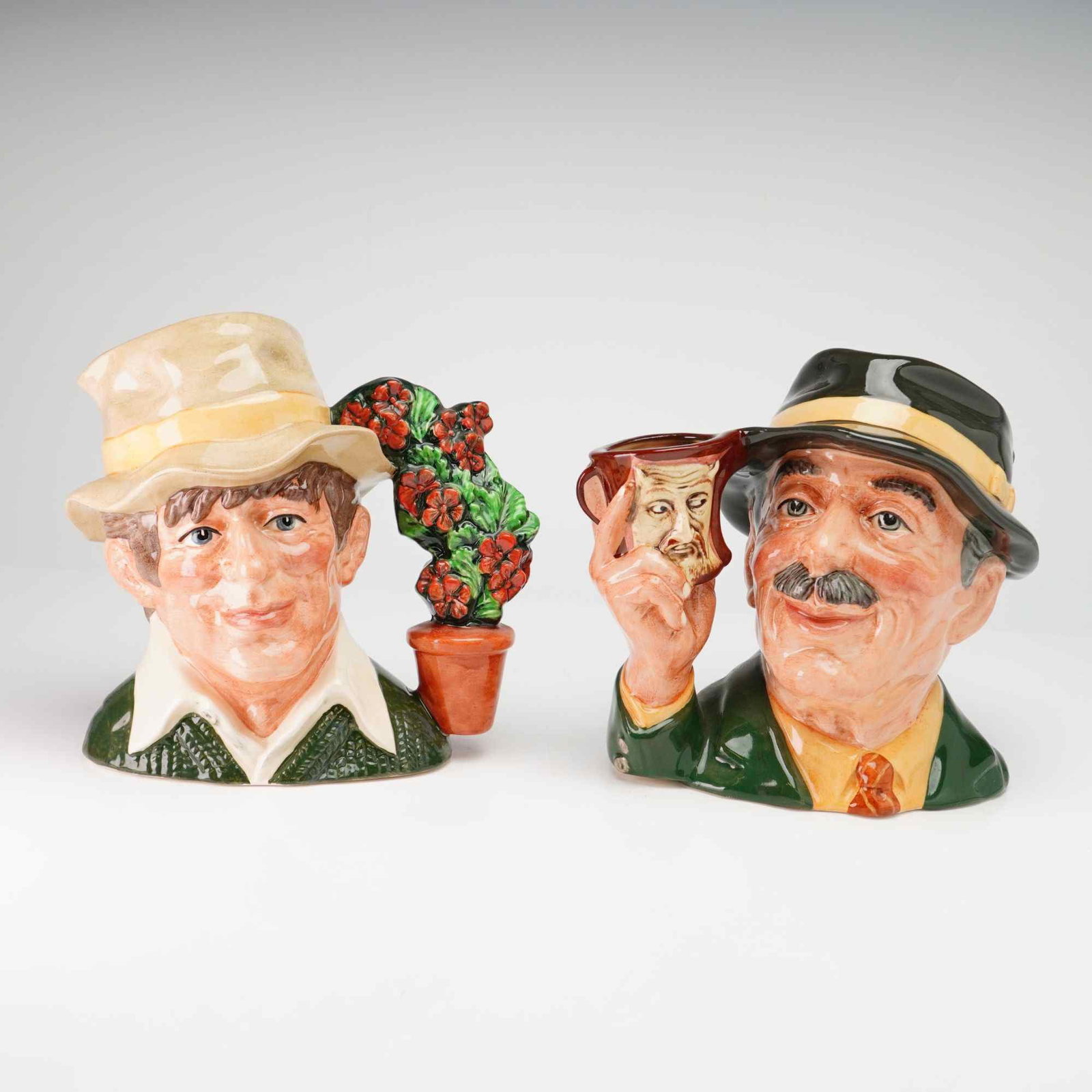 2pc Royal Doulton Character Jugs, The Gardener D6867 and The Collector D6796 (1 of 3)