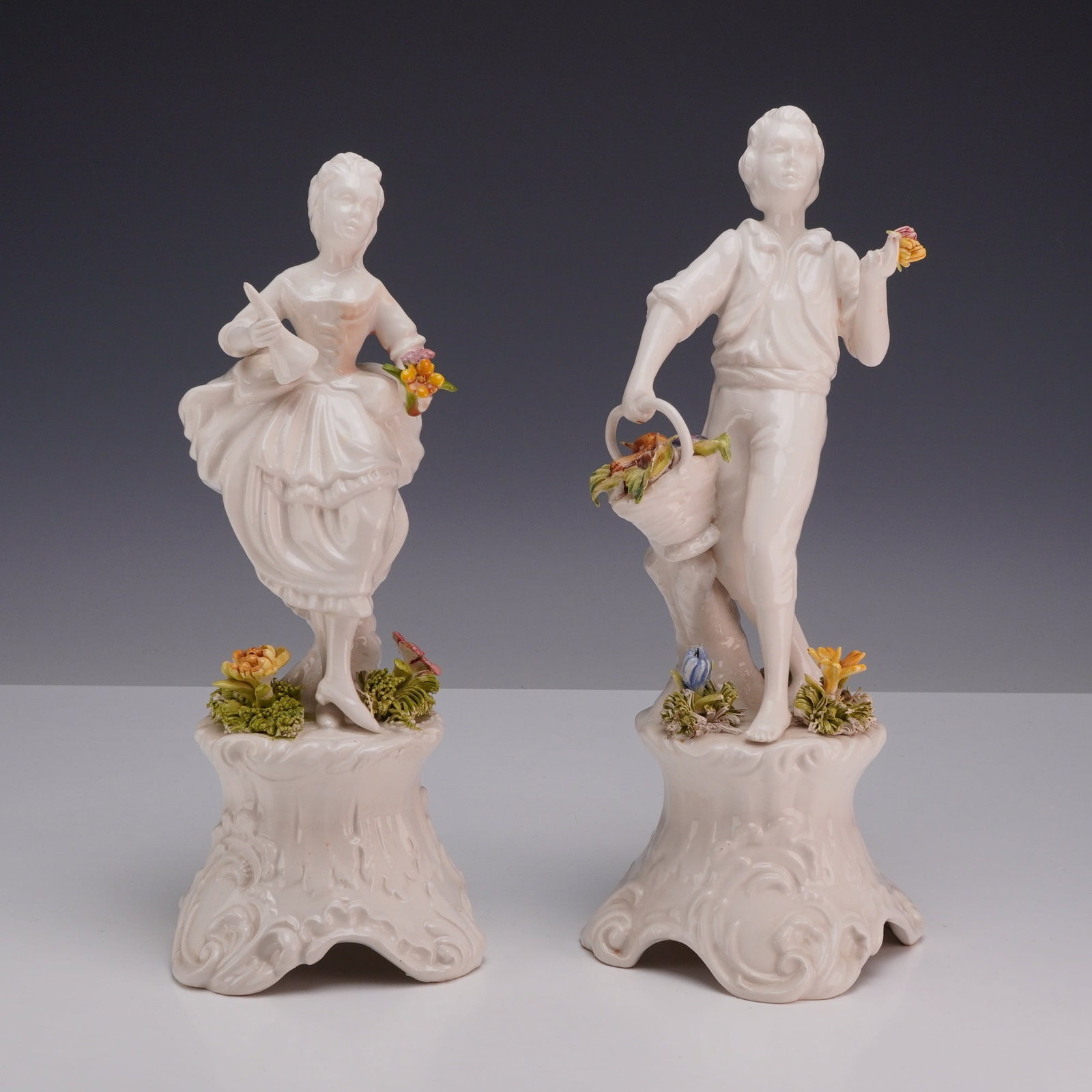 2pc Bassano Porcelain Figurines of a Pastoral Couple (1 of 3)