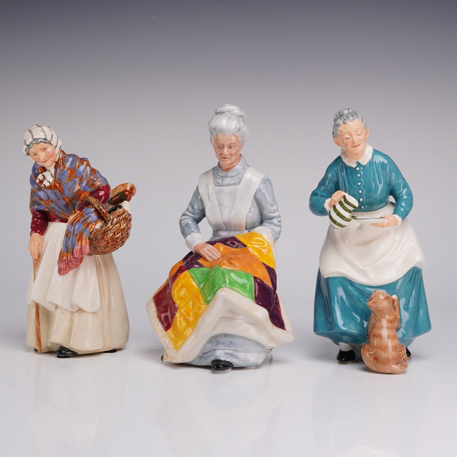 Three Royal Doulton Figurines Grandma HN2052, Eventide 2814 and The Favourite 2249 (1 of 3)