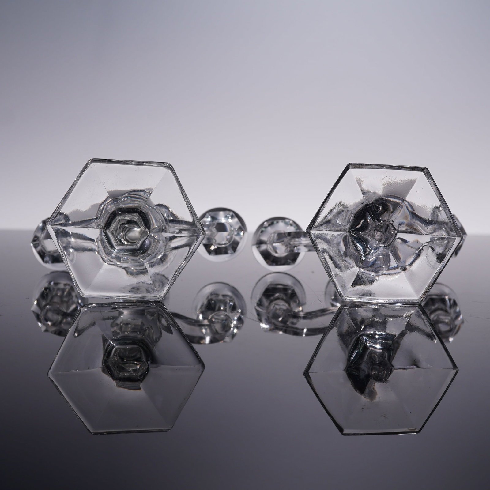 6pc Clear Glass Candlesticks - 7