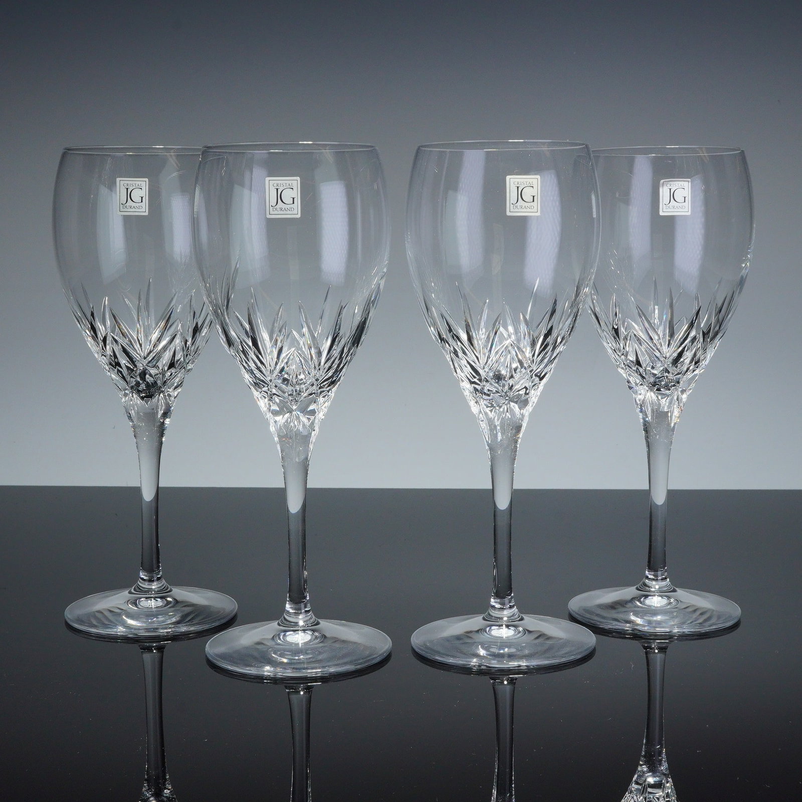 Set of Four JG Cristal Durand Cut Crystal Wine Glasses (1 of 5)