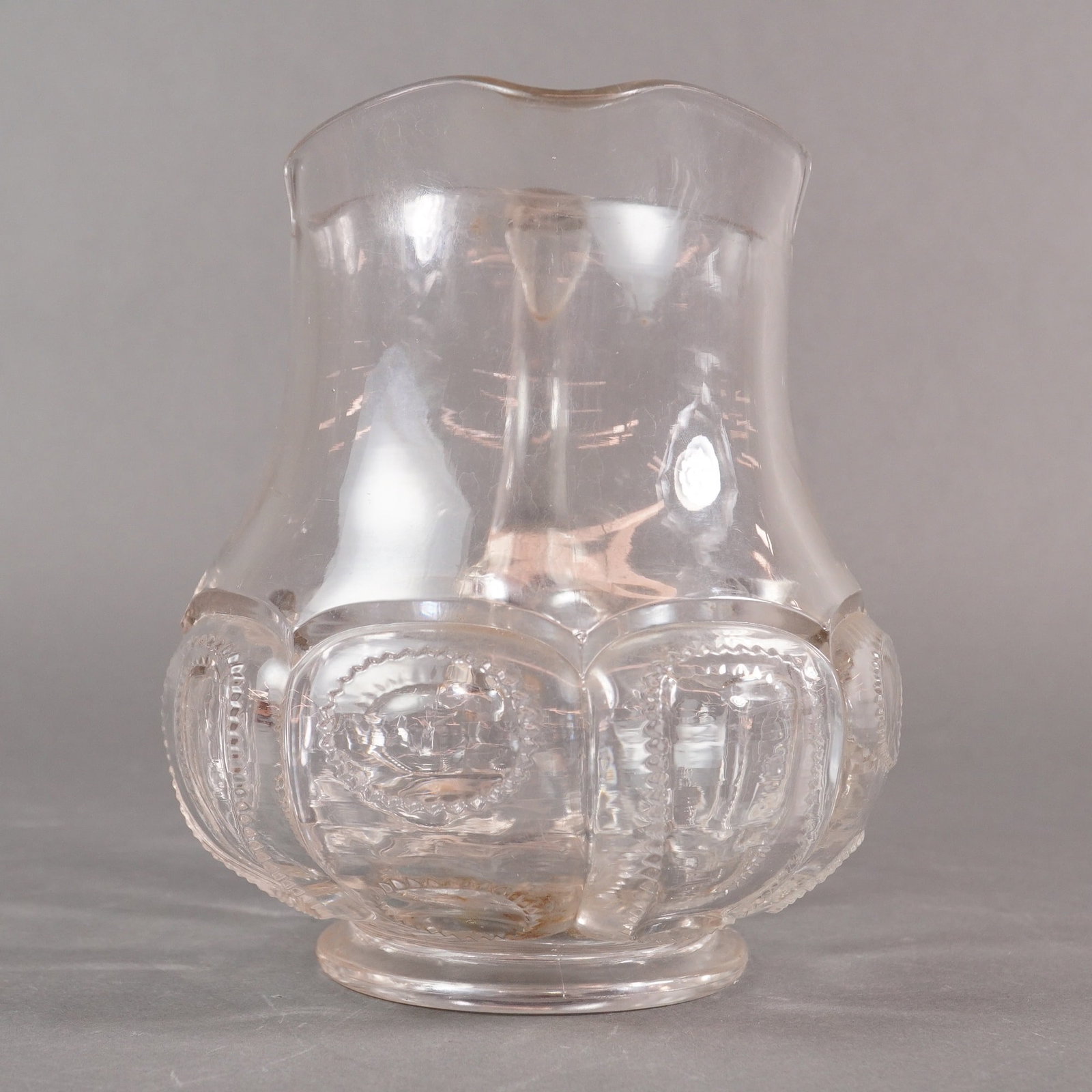 An Early American Pressed Glass (EAPG) Clear Medallion Pattern Pitcher - 2