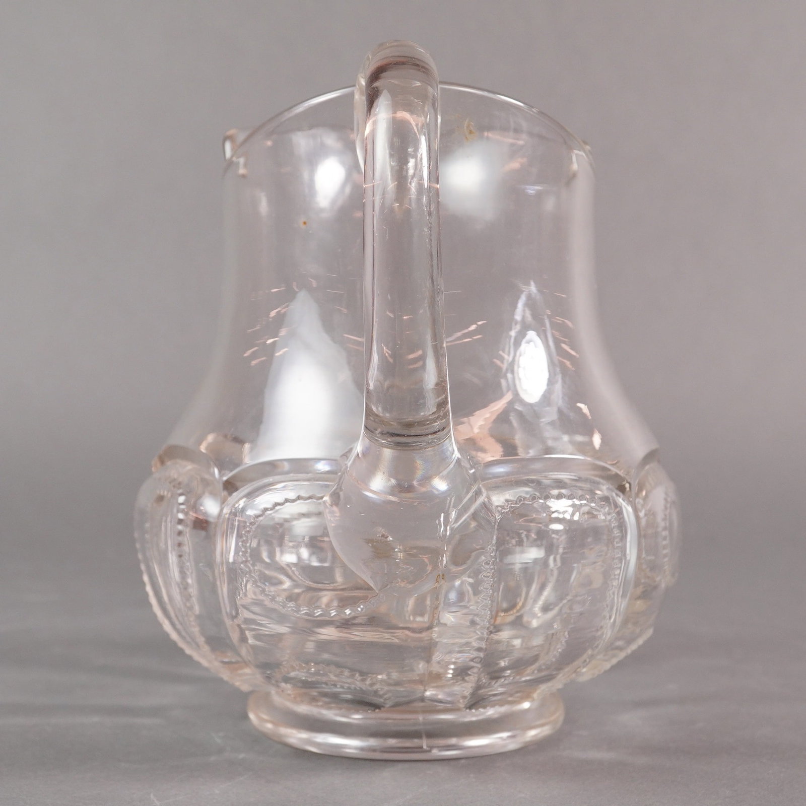 An Early American Pressed Glass (EAPG) Clear Medallion Pattern Pitcher - 3