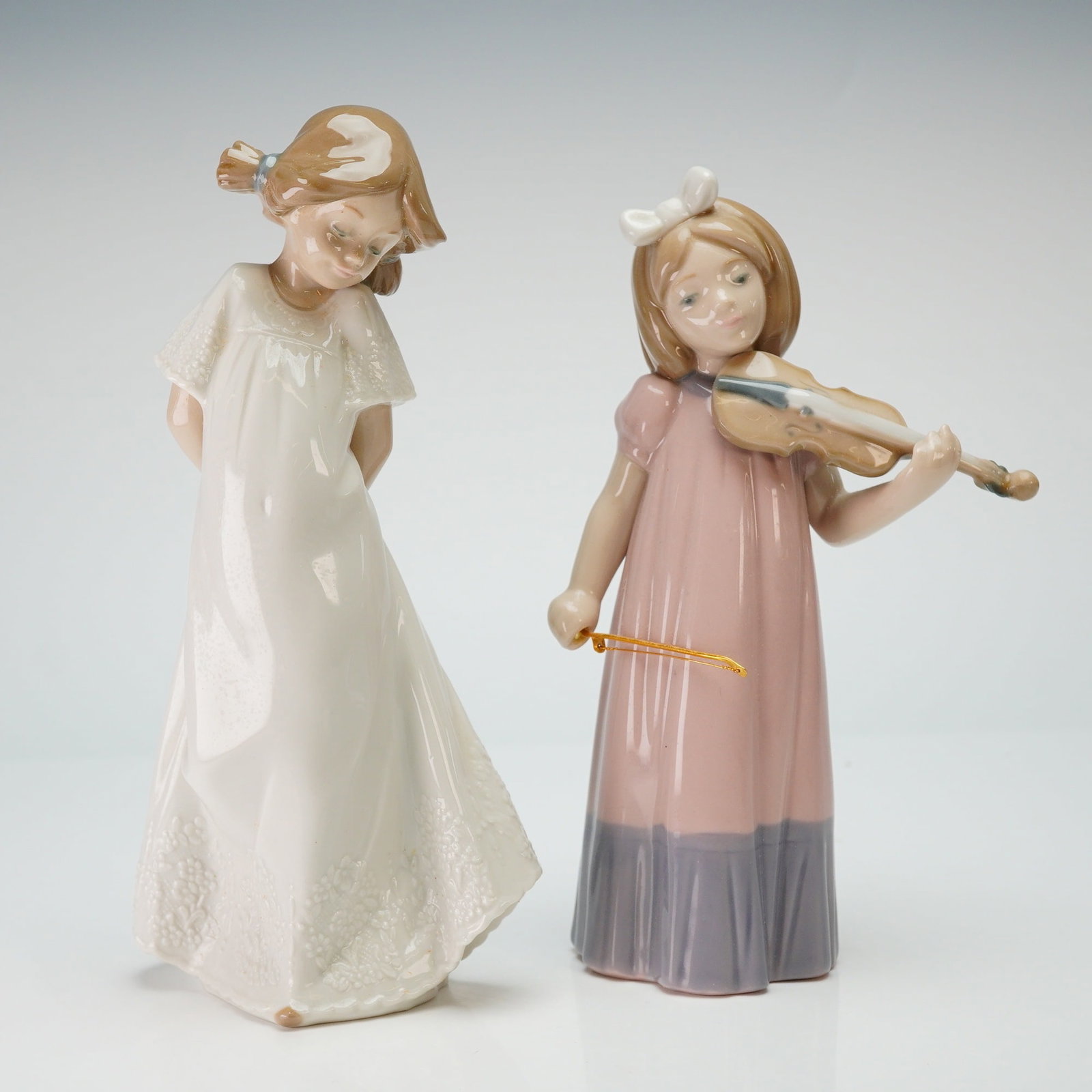 2pc Lladro Figurines, Girl with Violin and Girl in White Dress (1 of 4)