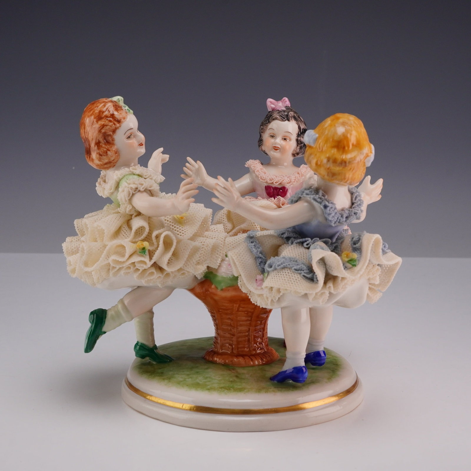 Muller Volkstedt Irish Dresden Porcelain Figurine, Ring Around the Rosie (1 of 3)