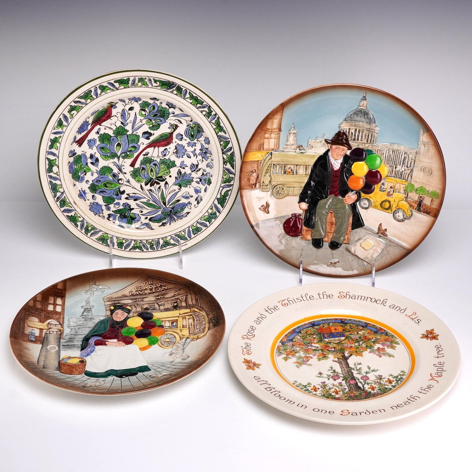 4pc Royal Doulton Decorative Earthenware Plates Including The Balloon Man and Old Balloon Seller (1 of 3)