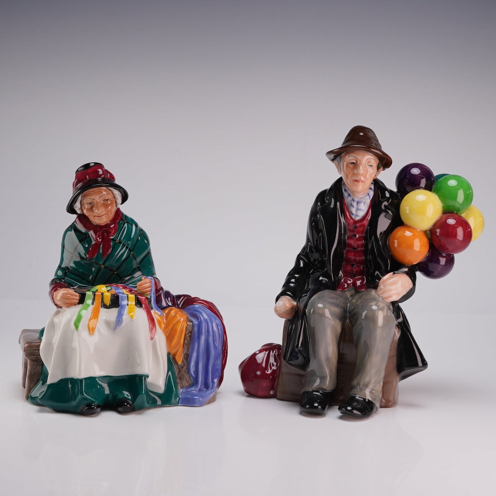 Two Royal Doulton Figurines Silks and Ribbons HN2017 and Balloon Man HN1954 (1 of 3)