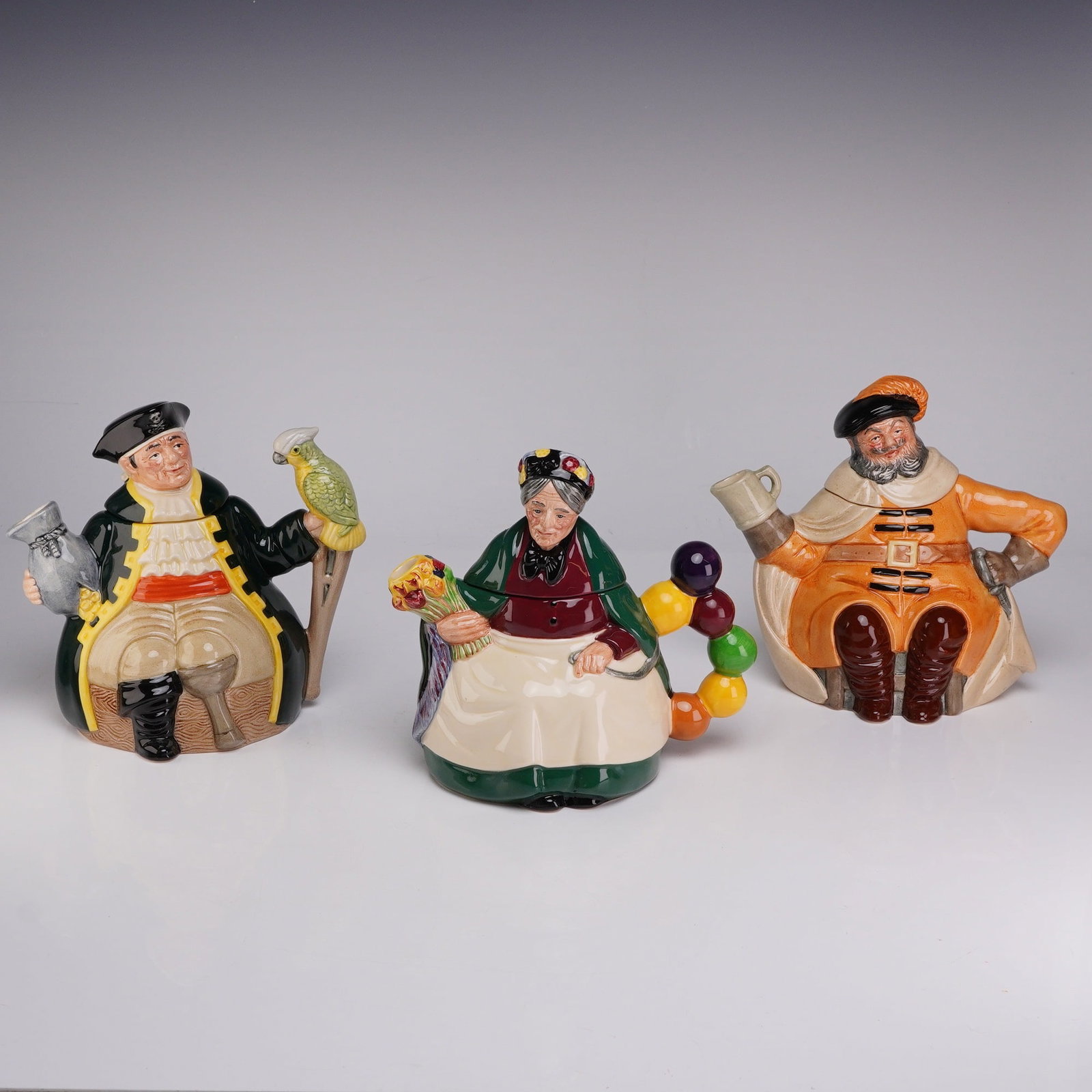 Three Royal Doulton Character Teapots- Long John Silver, Old Balloon Seller, and Falstaff (1 of 4)