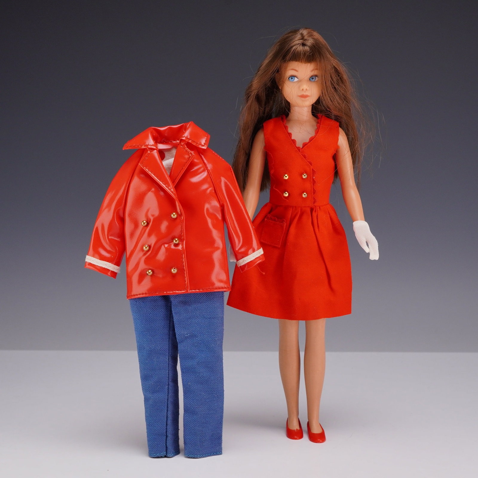 1963 Mattel Skipper Doll with Red Sensation Patent Jacket and Jumpsuit Outfit (1 of 3)