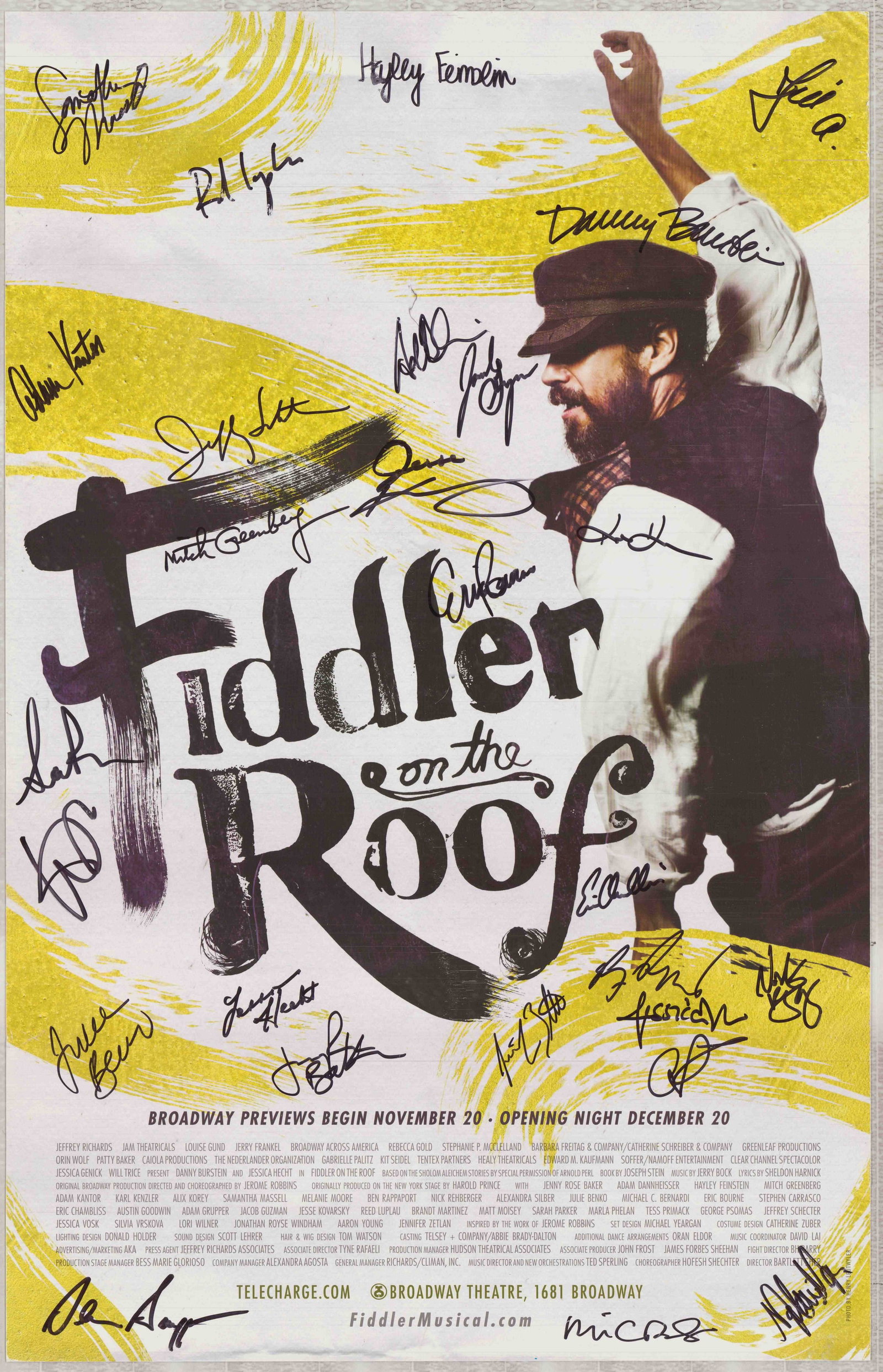 Fiddler on the Roof, Original Broadway Theatre Poster, Signed by Danny Burstein and Cast (1 of 1)