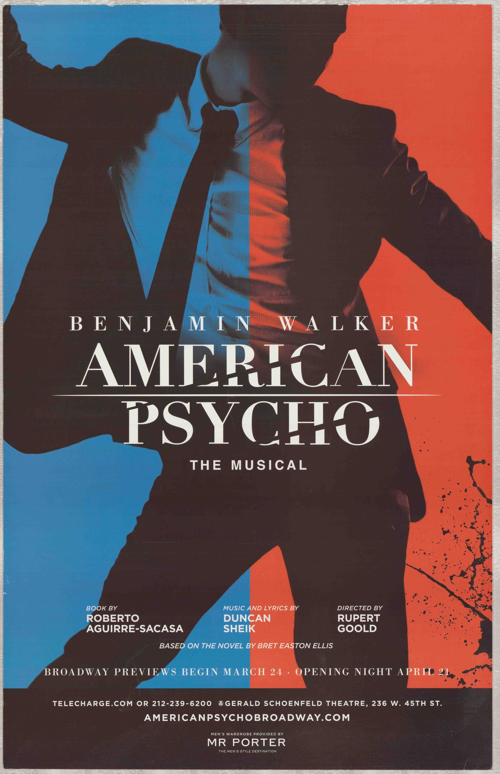 American Psycho: The Musical Starring Benjamin Walker, Original Broadway Production Poster (1 of 1)