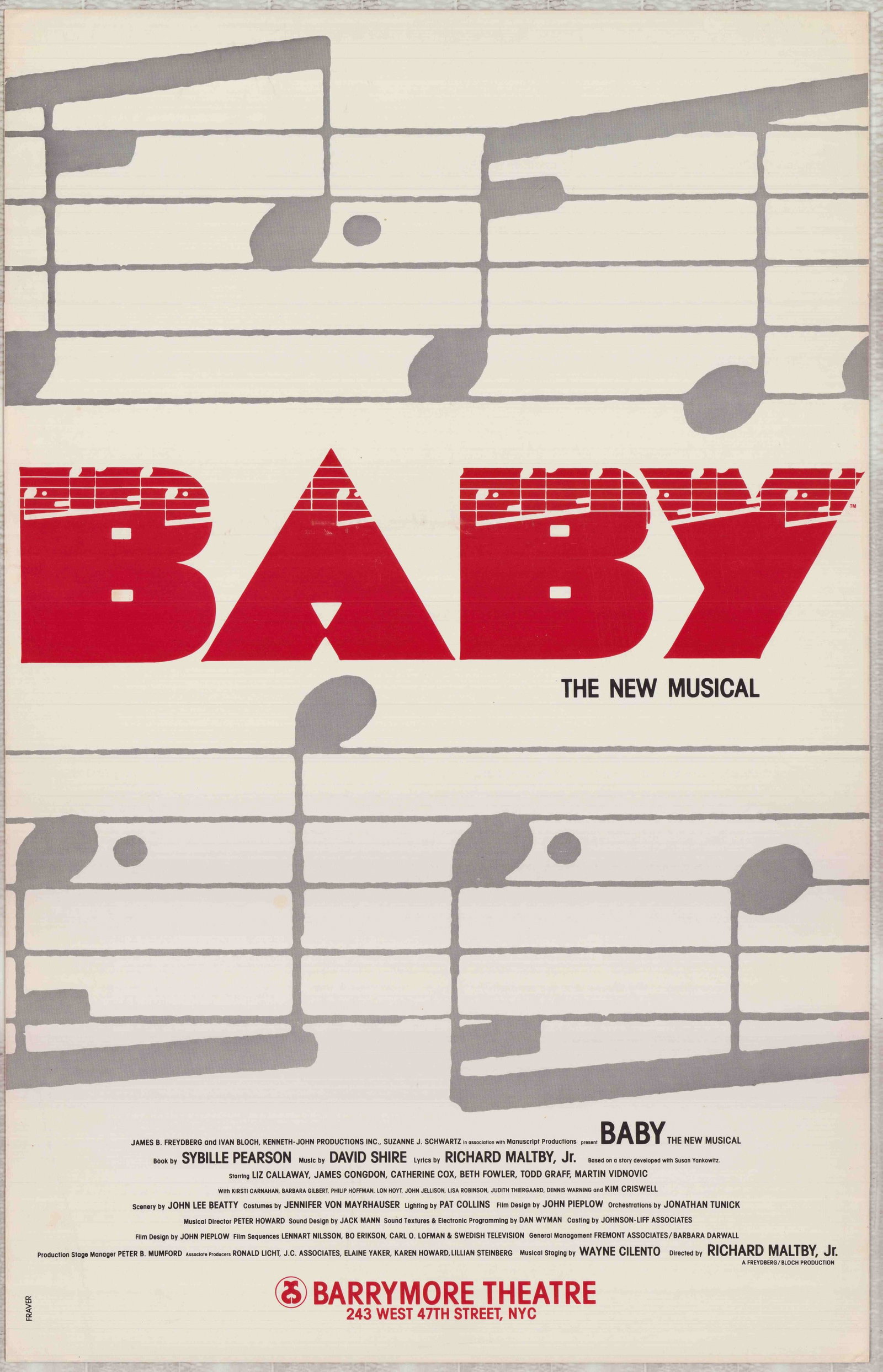 Baby - The New Musical, Original Broadway Window Card Poster, Art by Fraver (1 of 1)