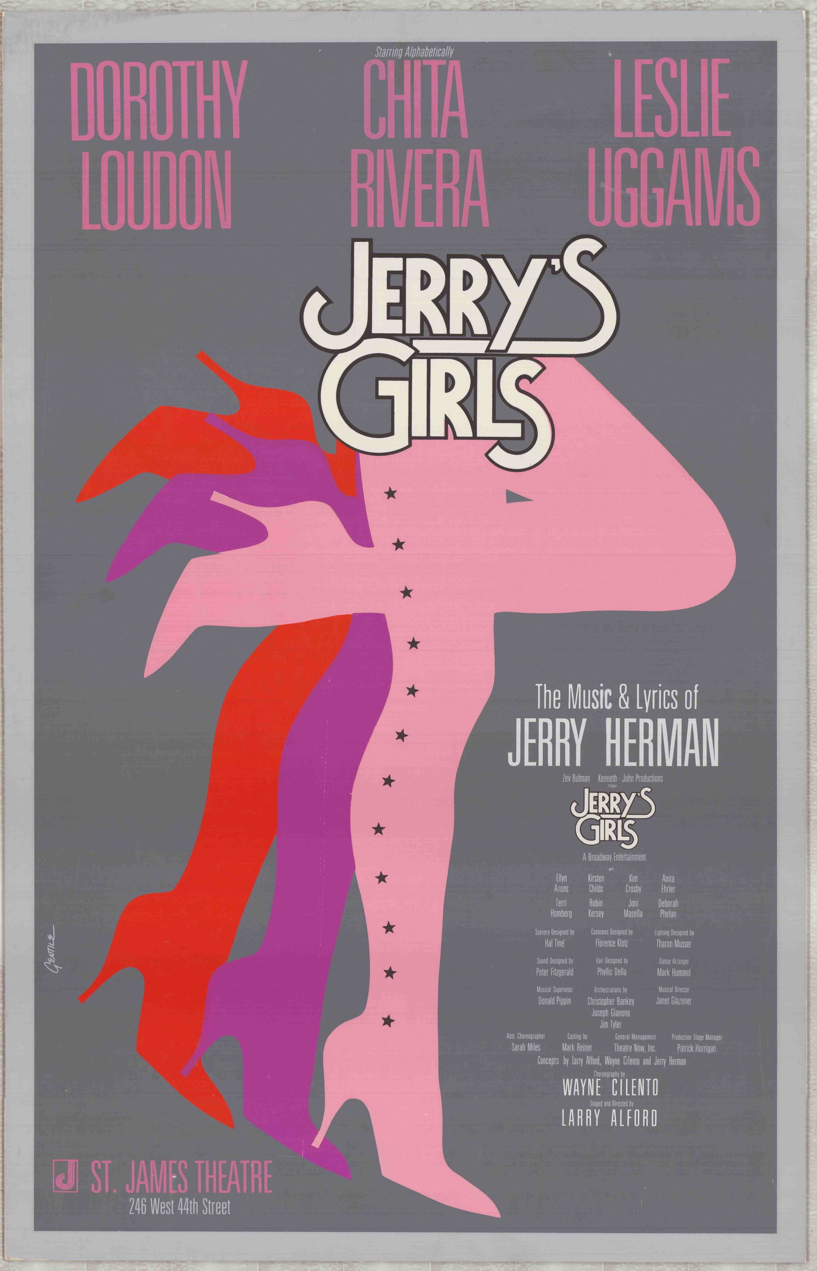 Jerry's Girls Original Broadway Theatre Poster Board, Music & Lyrics by Jerry Herman (1 of 1)