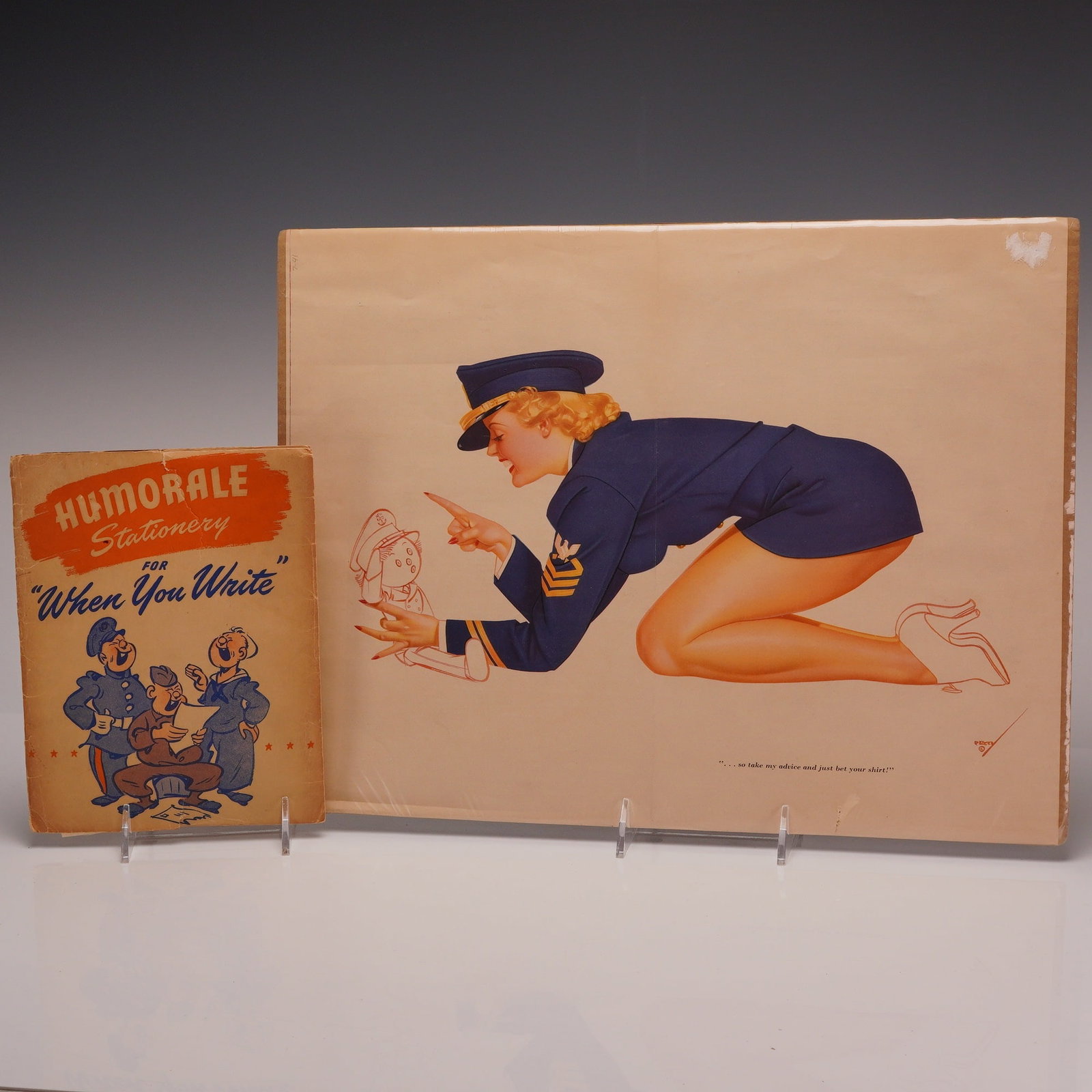 2pc Collectibles Including a WWII Era Humorale Stationery and George Petty Pin-Up Poster (1 of 4)