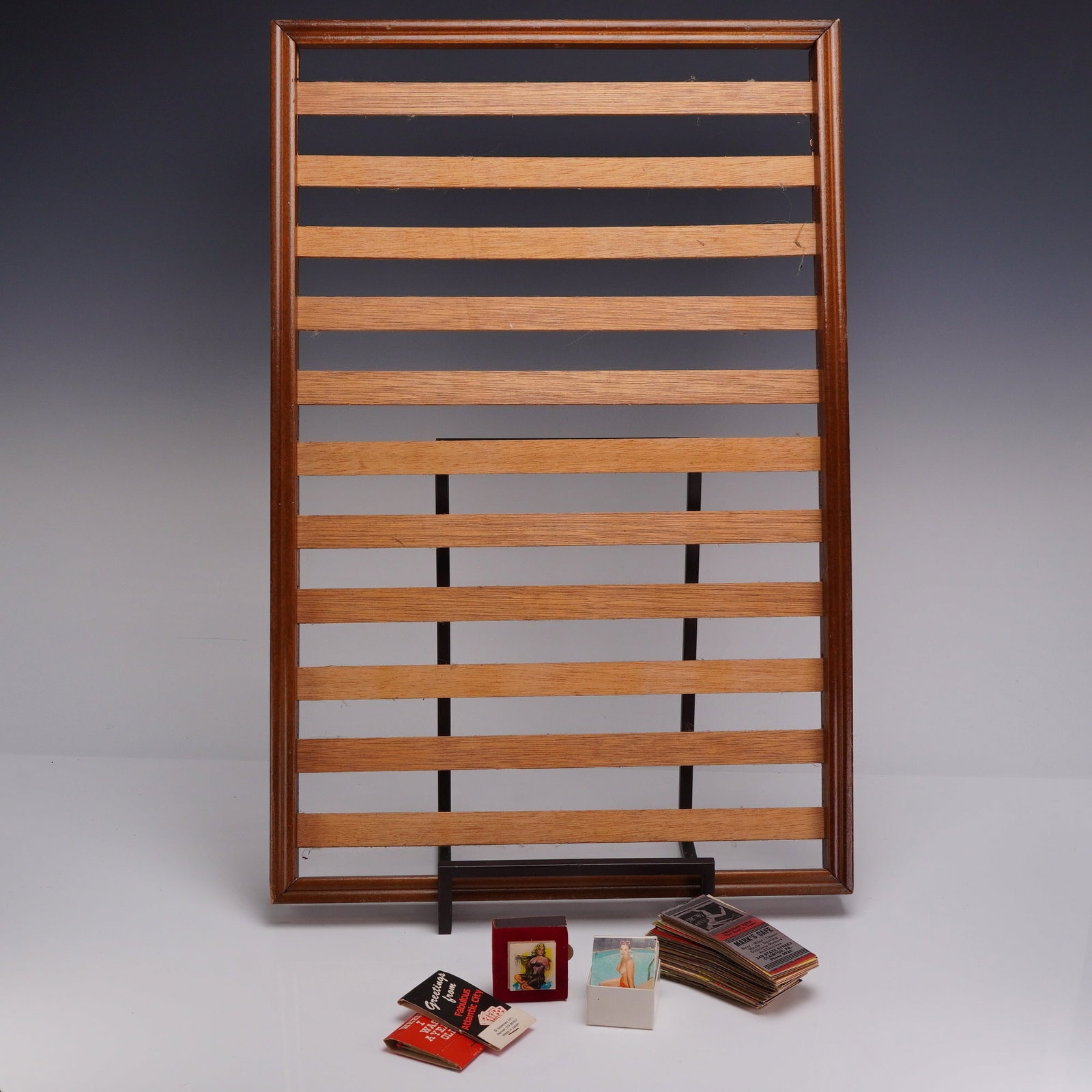 MSR Imports Wooden Display Rack with a Collection of Pin-Up Matchbook Covers (1 of 4)