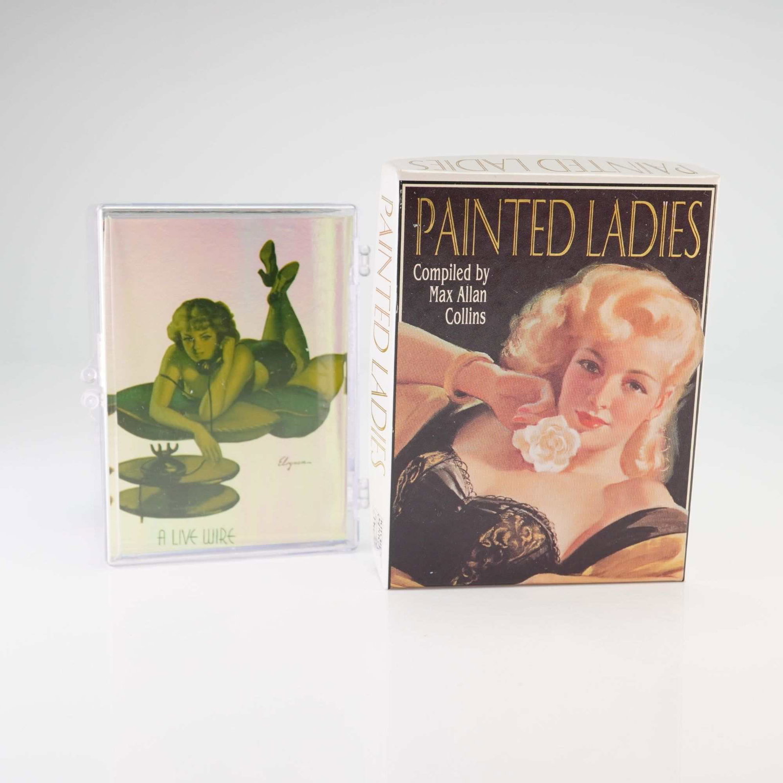 2 Boxes Painted Ladies Erotica Collectors Card Grouping by Max Allan Collins: A set of Painted Ladies collectible trading cards, curated by Max Allan Collins and published by Comic Images in 1994. This erotica collectors card grouping features a retrospective of mid-20th centur