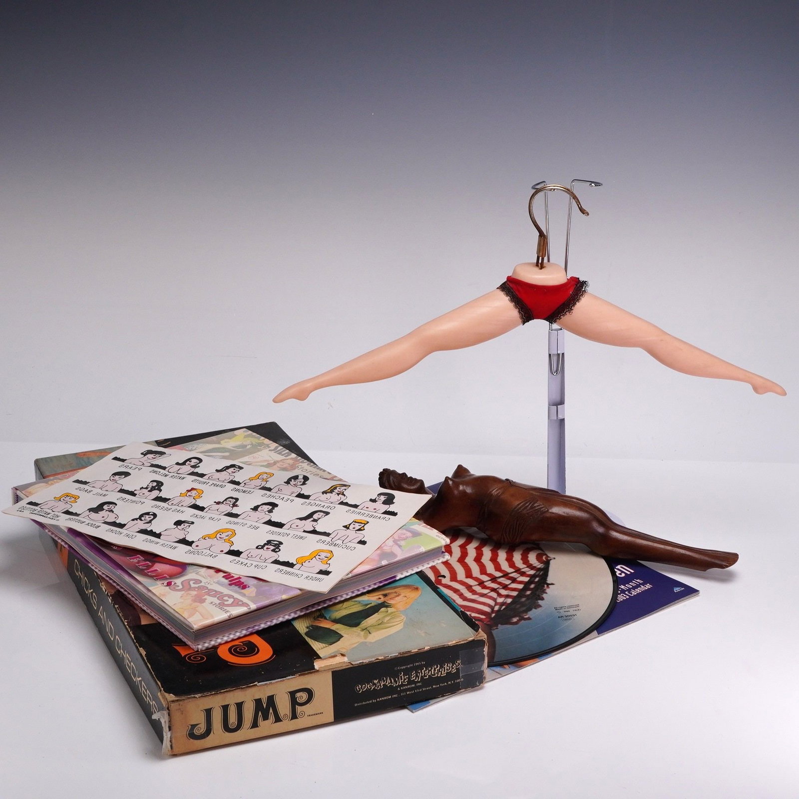 Collection of Vintage Erotica, Novelty Games, Hanger, and Adult Ephemera (1 of 3)