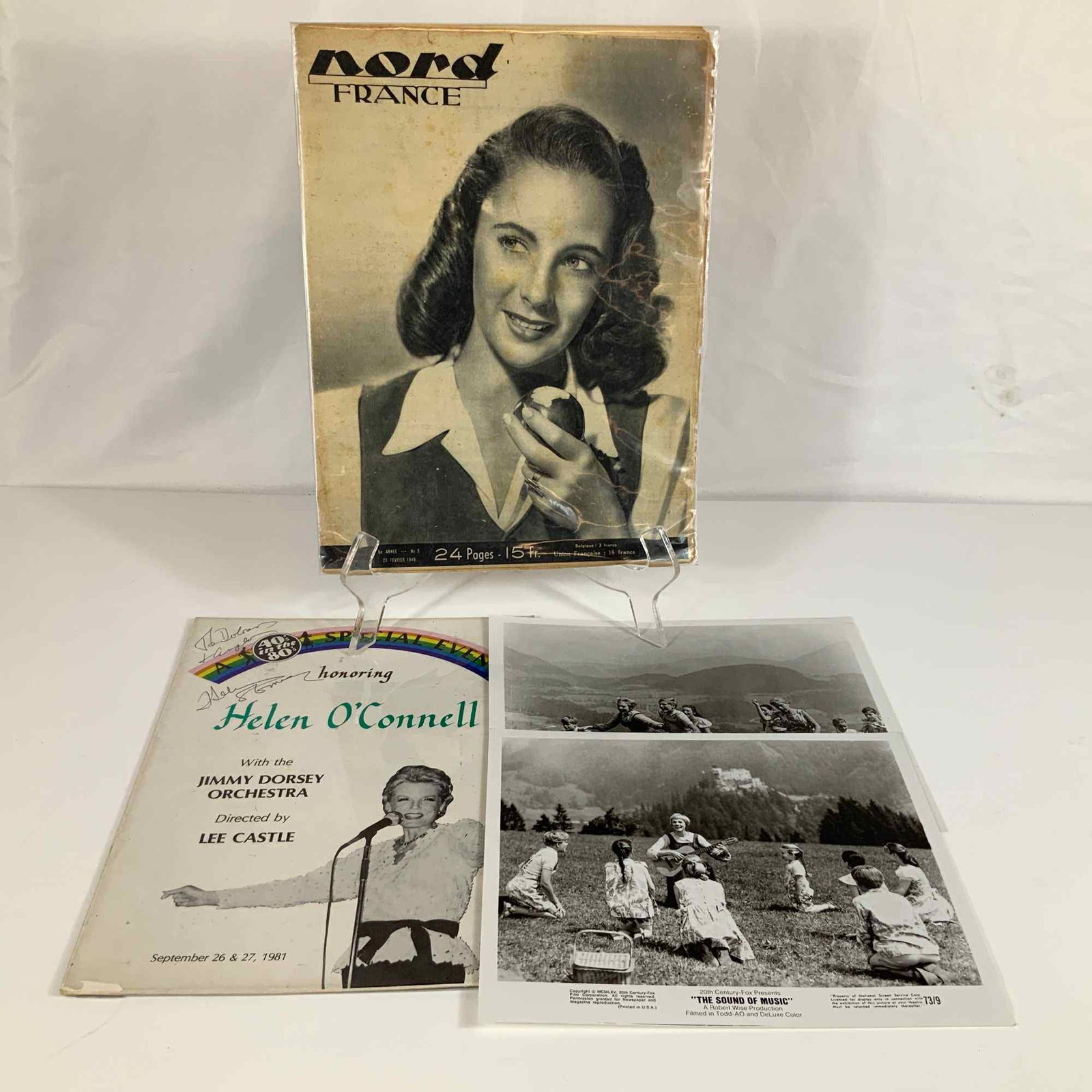 Three-Piece Movie Memorabilia Grouping Featuring 1949 Elizabeth Taylor Magazine and Julie Andrews (1 of 2)