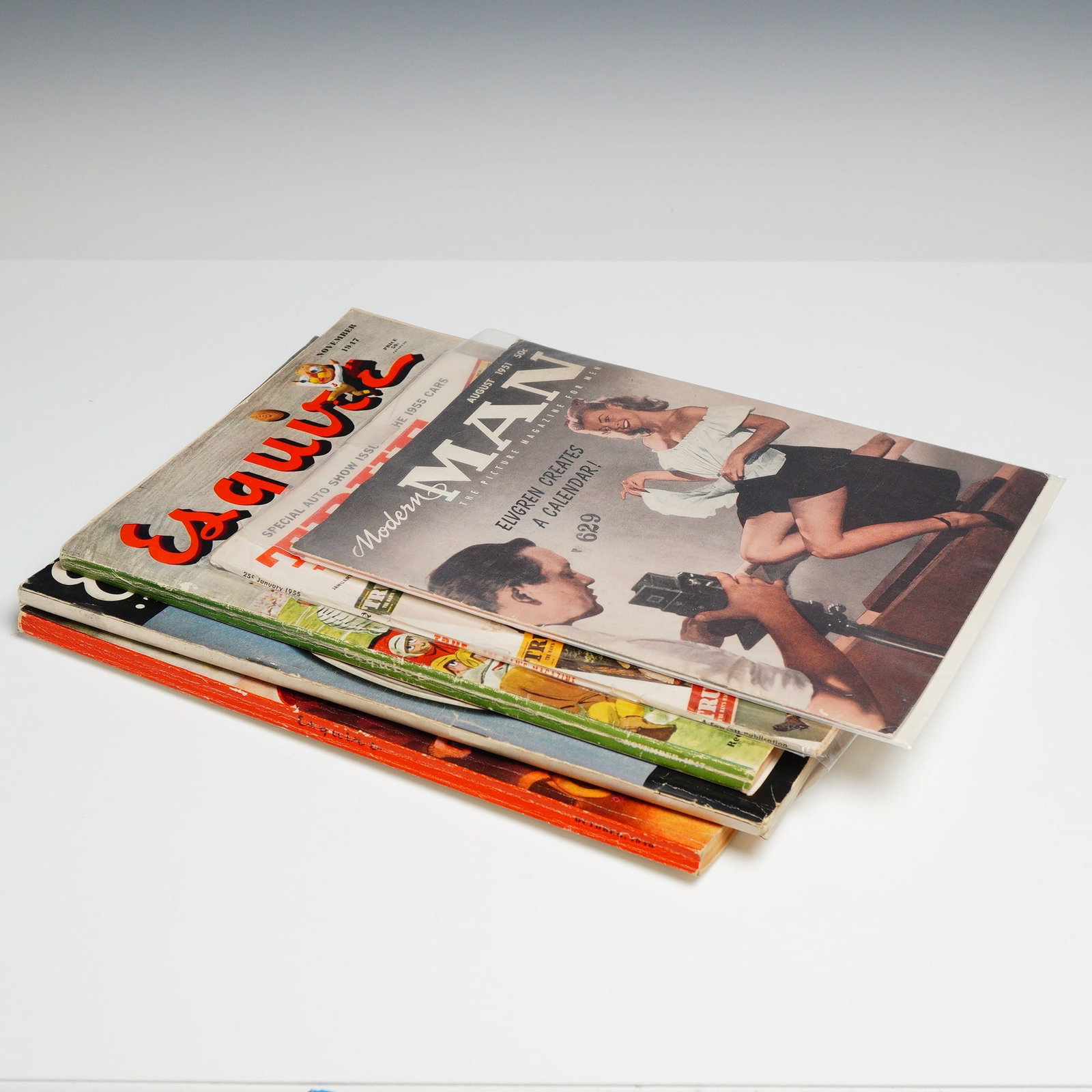 A Lot of 5 Vintage Men's Interest Magazines including Esquire, Modern Man, and True, 1937-1955 (1 of 5)
