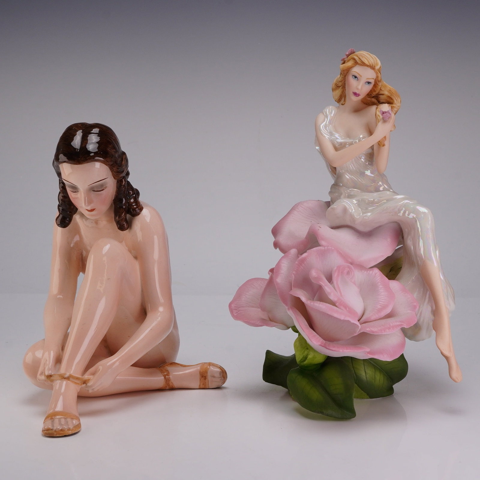 Two Porcelain Figurines Including Goebel Nude and Franklin Mint Lady Rose (1 of 3)