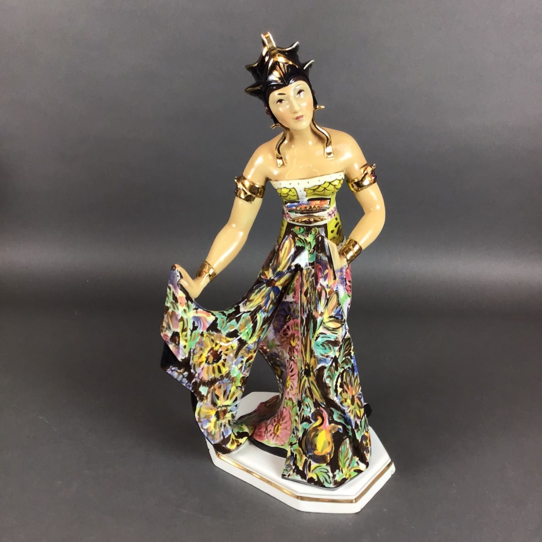 Italian Art Deco Style Polychrome Ceramic Figurine of an Exotic Dancer (1 of 5)