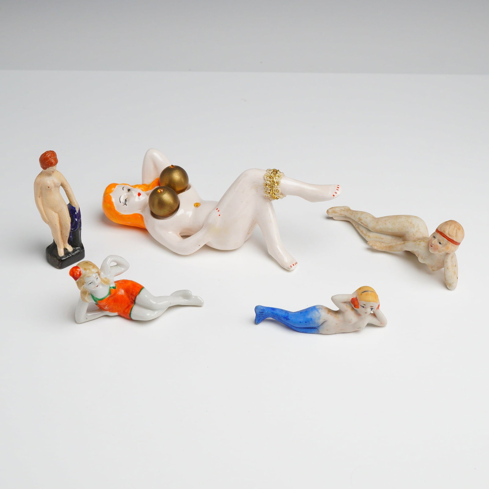 Collection of Five Bisque Porcelain Bathing Beauty Figurines (1 of 3)