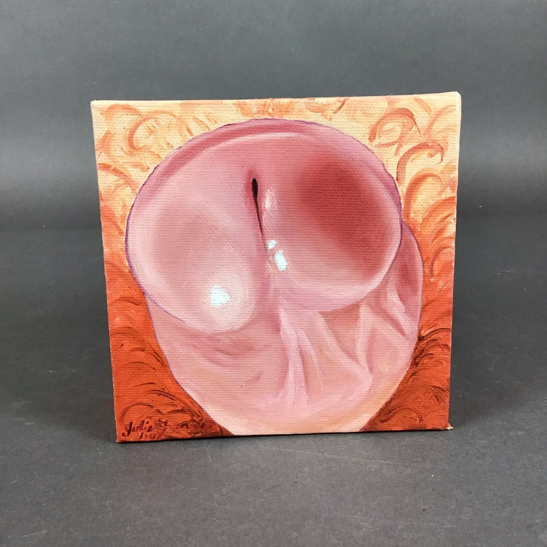Julie Fournier (American, 21st Century), Airtight, Panel #1, 2007: This contemporary abstract painting is executed in oil or acrylic on a deep gallery-wrapped canvas support. The composition features a central biomorphic form in varying shades of pink and rose, chara