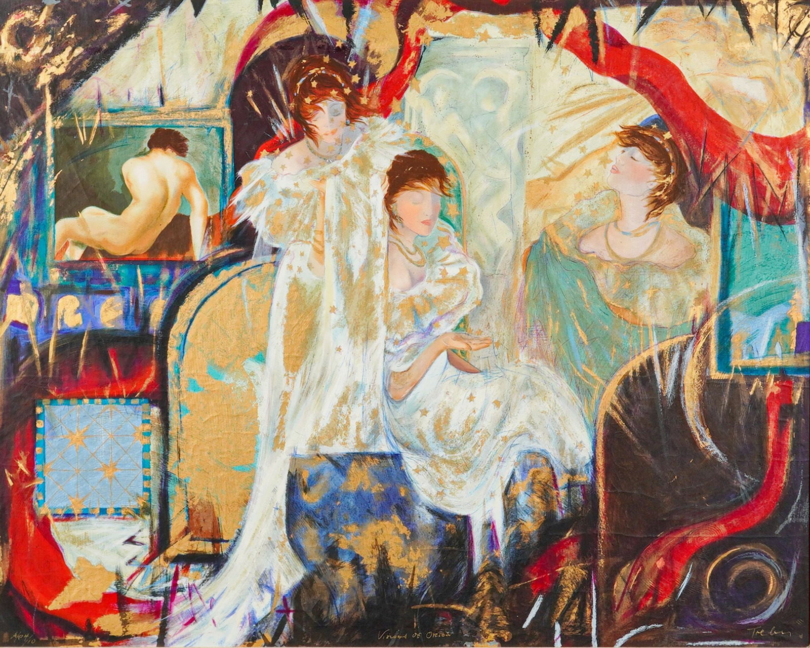 Janet Treby (British, b. 1955), Hand-Enhanced Serigraph on Canvas, Signed (1 of 8)