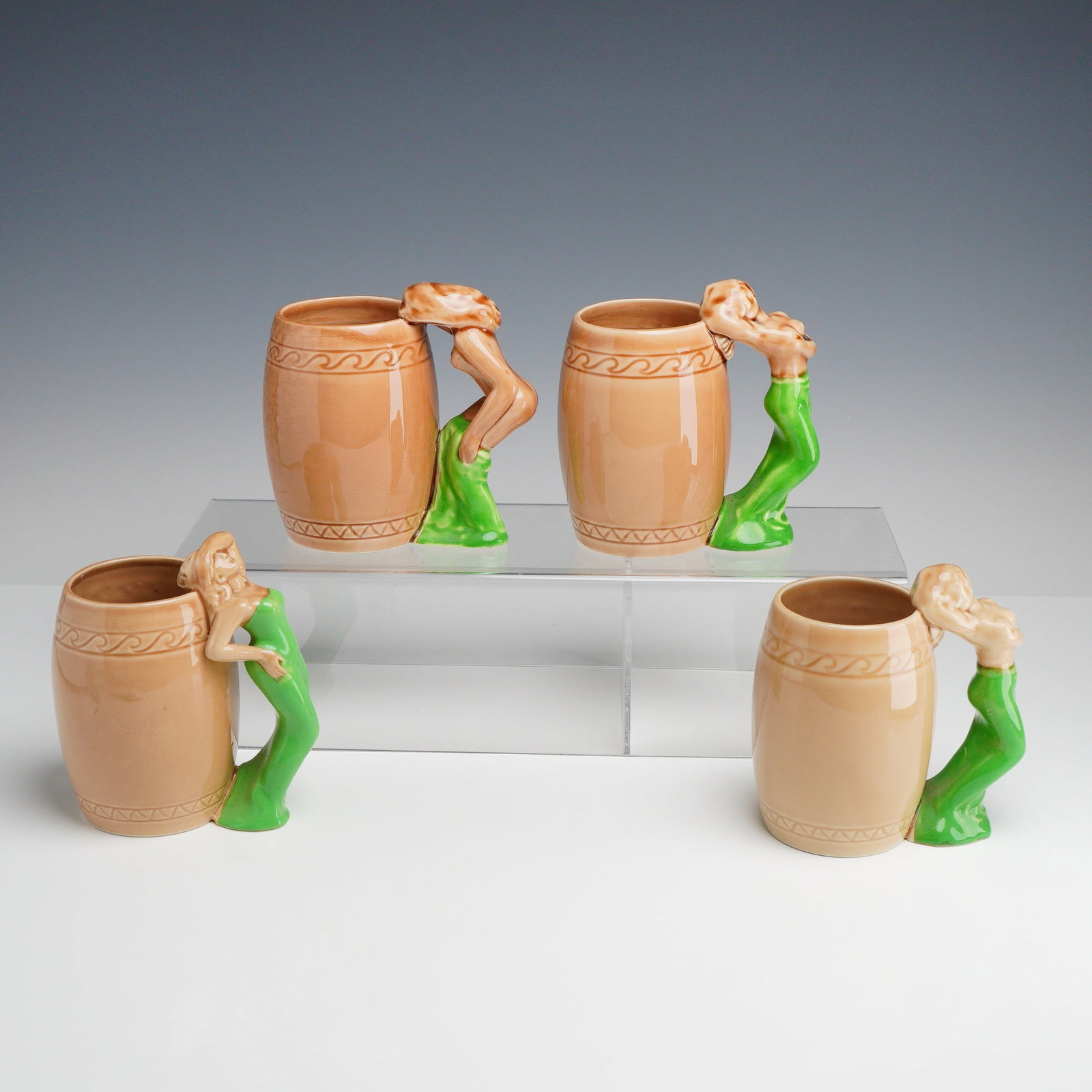 Set of 4 Mid-Century Japanese Risque Ceramic Mugs (1 of 3)